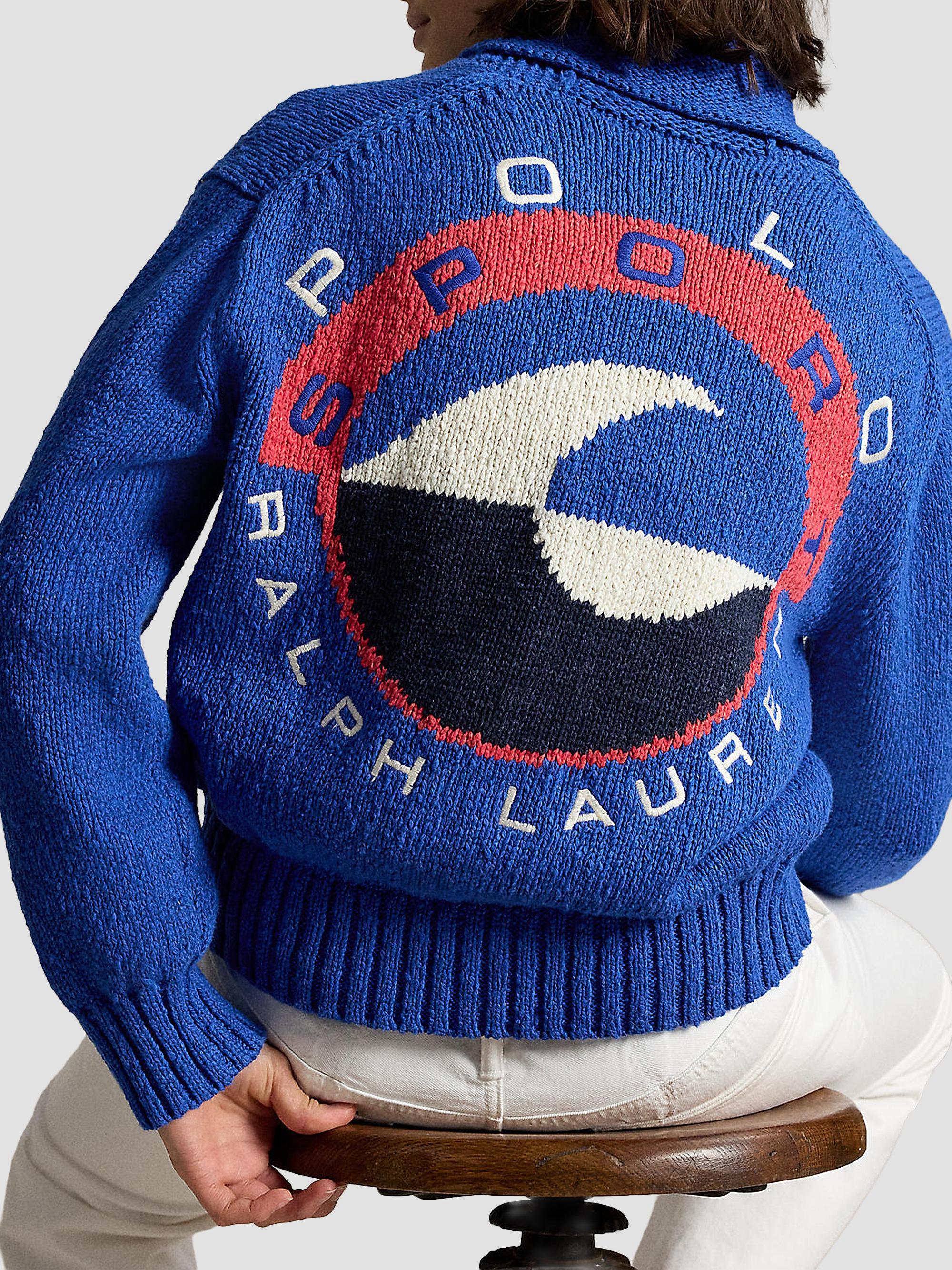 RALPH LAUREN ワッペン ブランドロゴ セーラカラー ブルゾン Polo Ralph Lauren Wave-Logo Cotton Zip-Front Cardigan | Saks Fifth