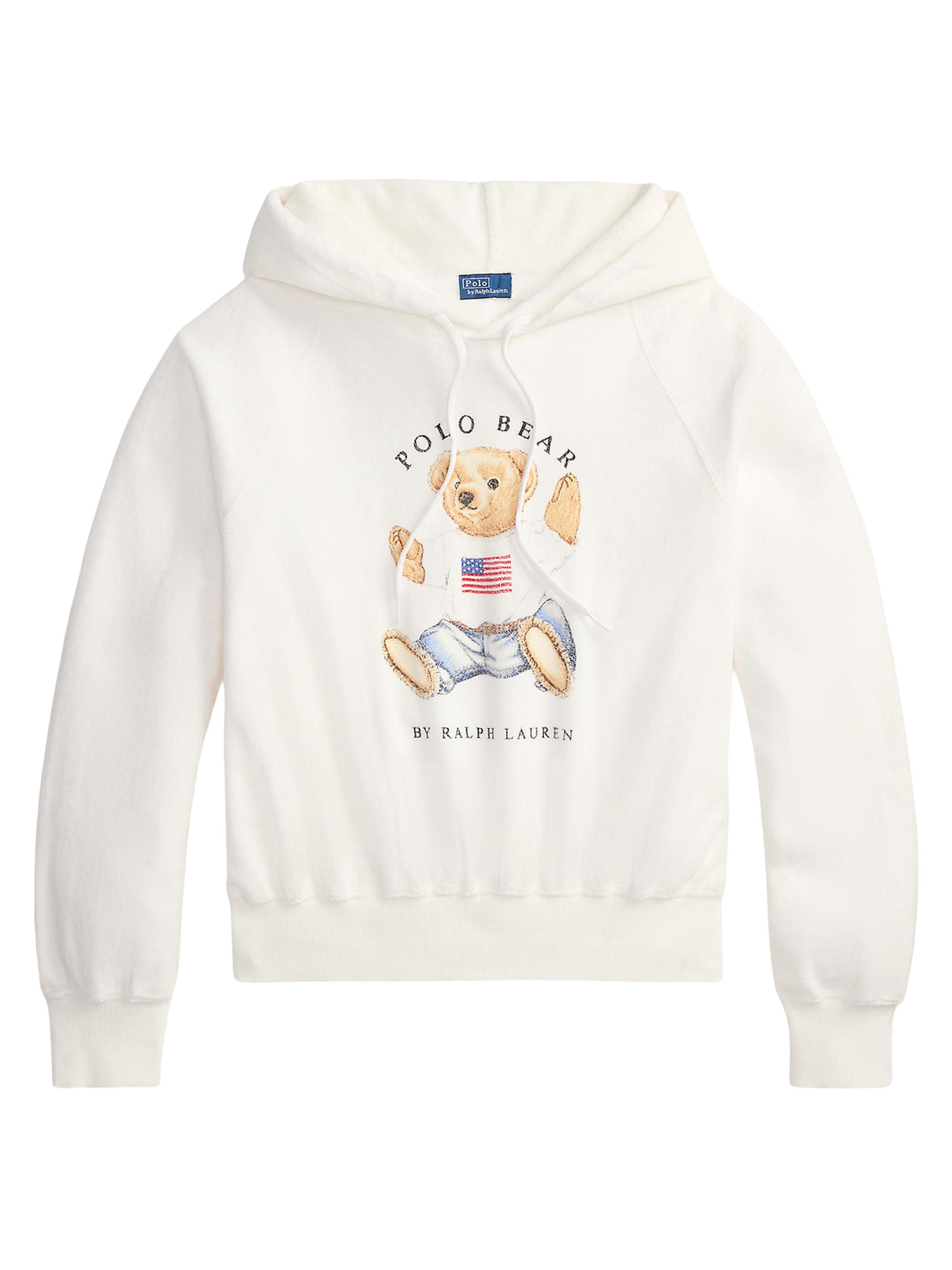 Polo Ralph Lauren Women's Graphic Polo Bear Terry Cotton-Blend Hoodie - White