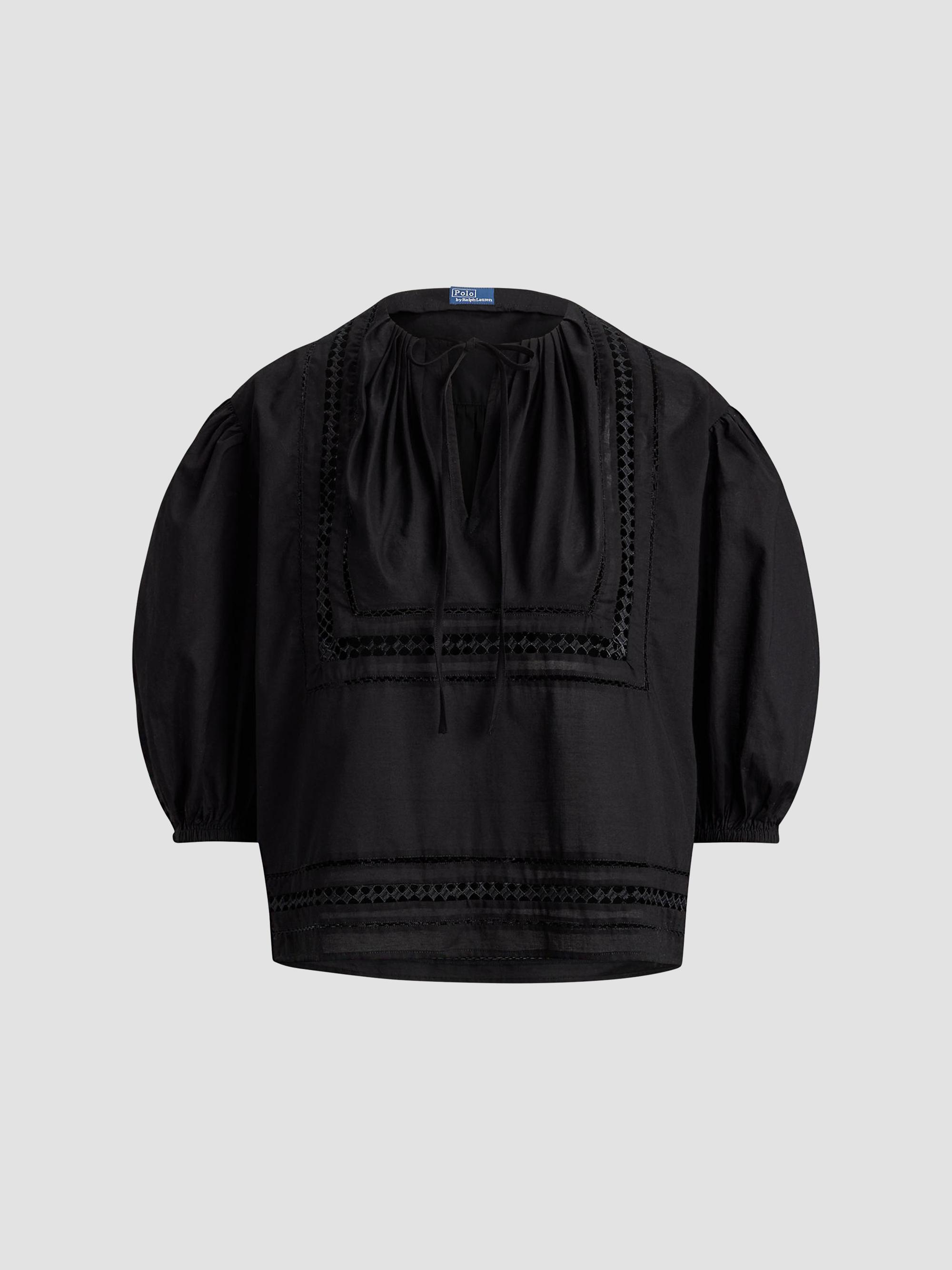 Polo Ralph Lauren Women's Lace-Trim Cotton Shirt - Polo Black | Thumbnail 6