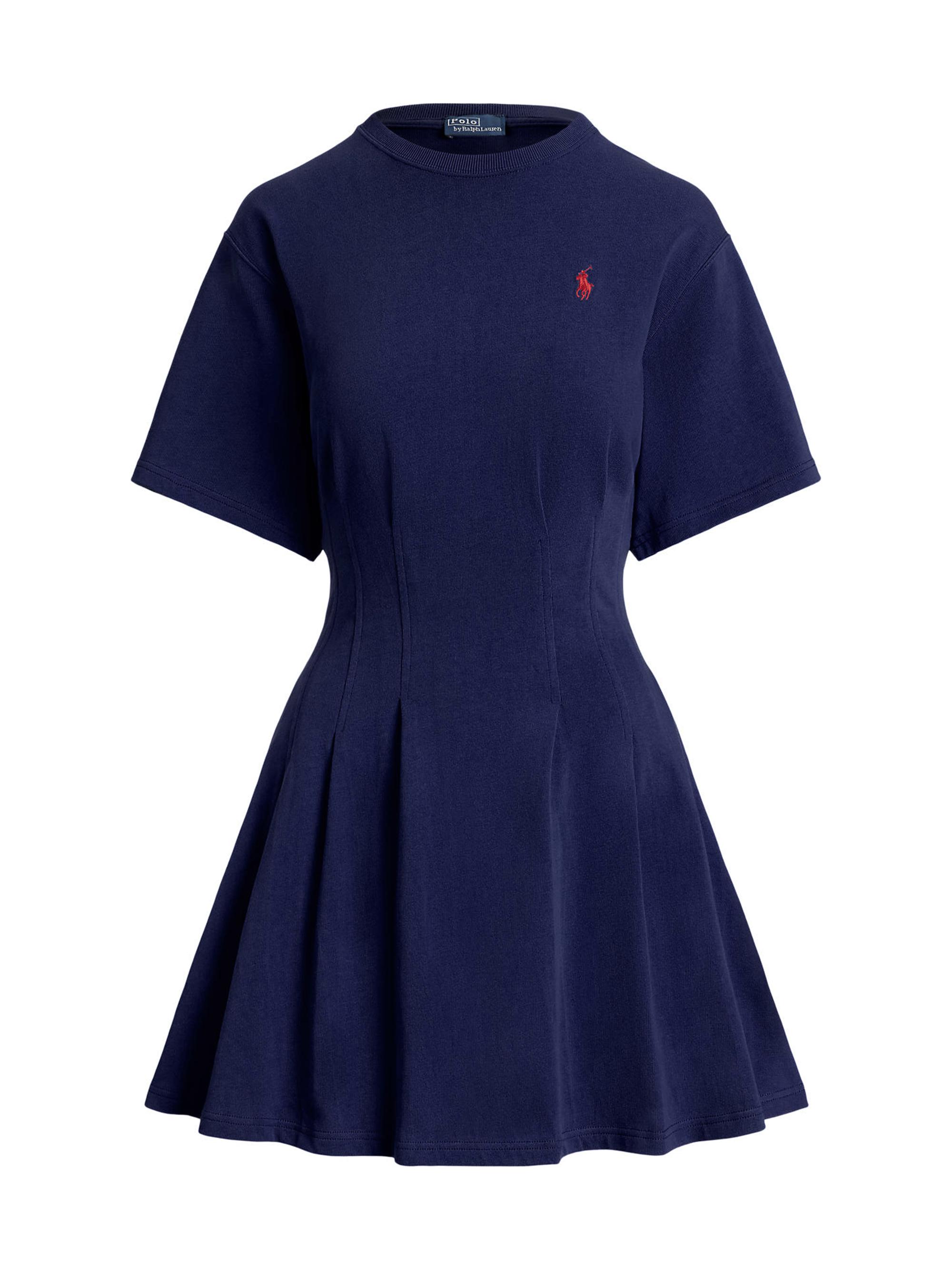 Polo Ralph Lauren Women's Cotton Jersey Pleated Mini T-Shirt Dress - Newport Navy