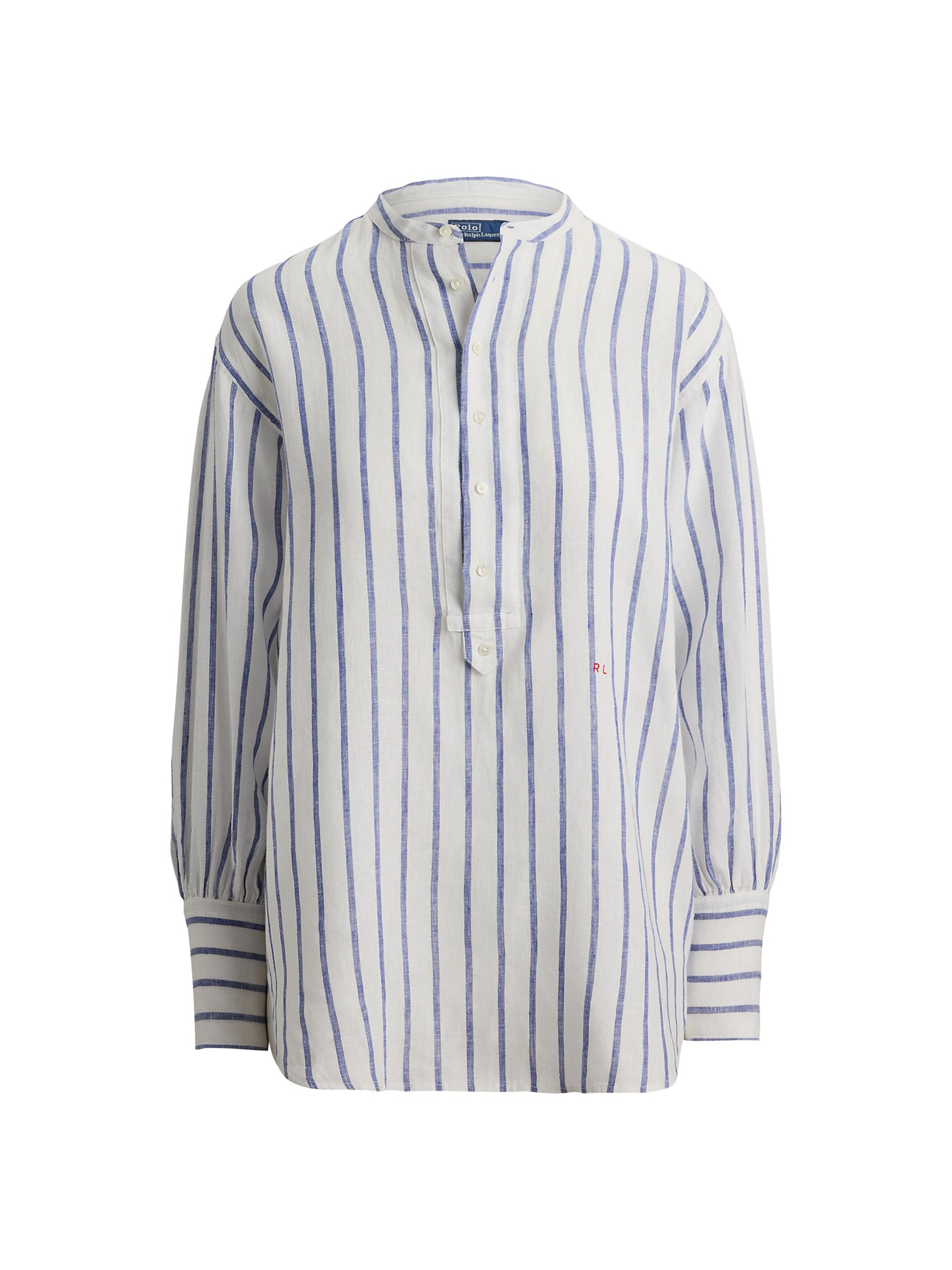 Polo Ralph Lauren Women's Striped Linen Shirt - White Royal
