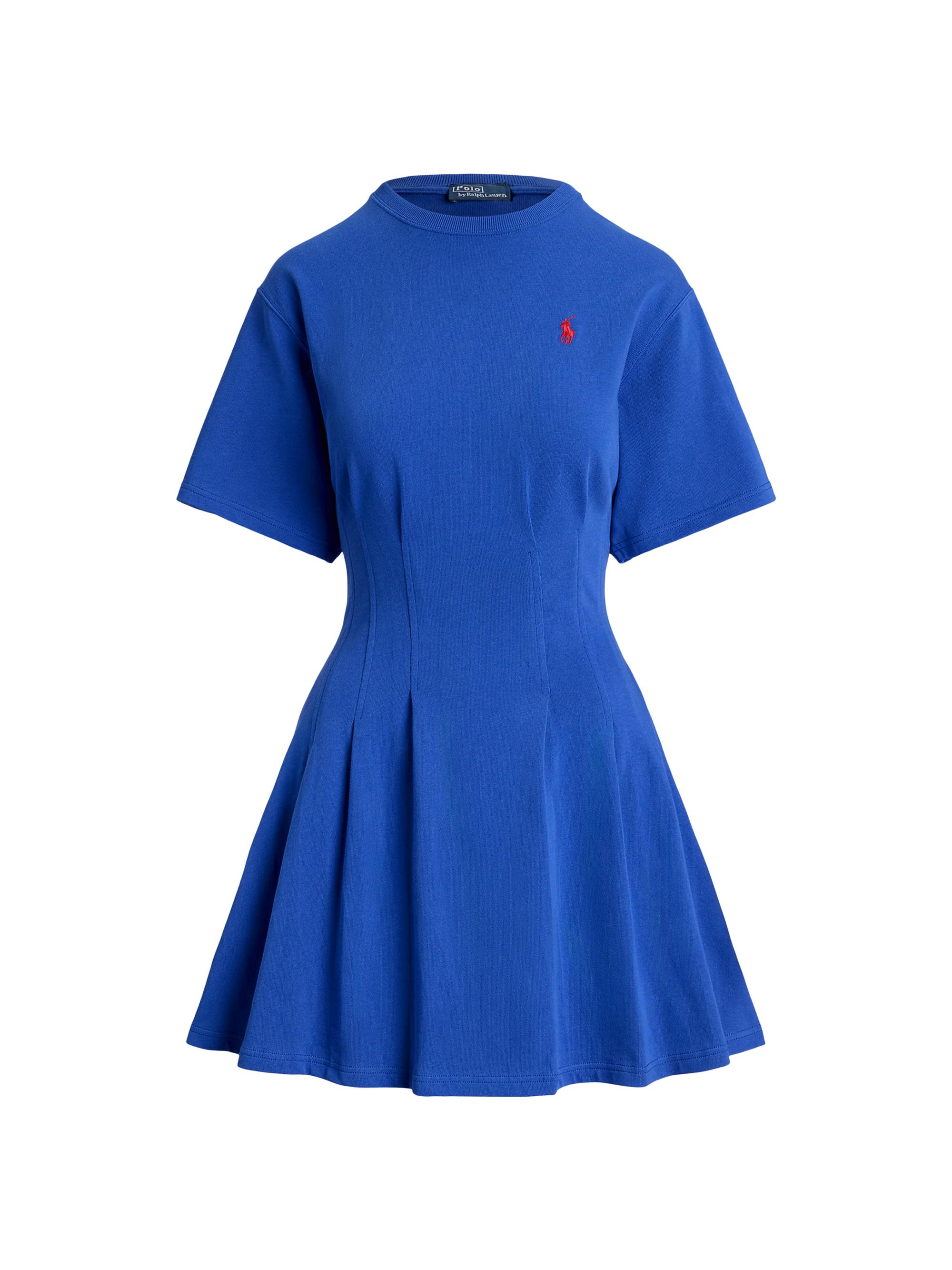 Polo Ralph Lauren Women's Cotton Jersey Pleated Mini T-Shirt Dress - Gala Blue