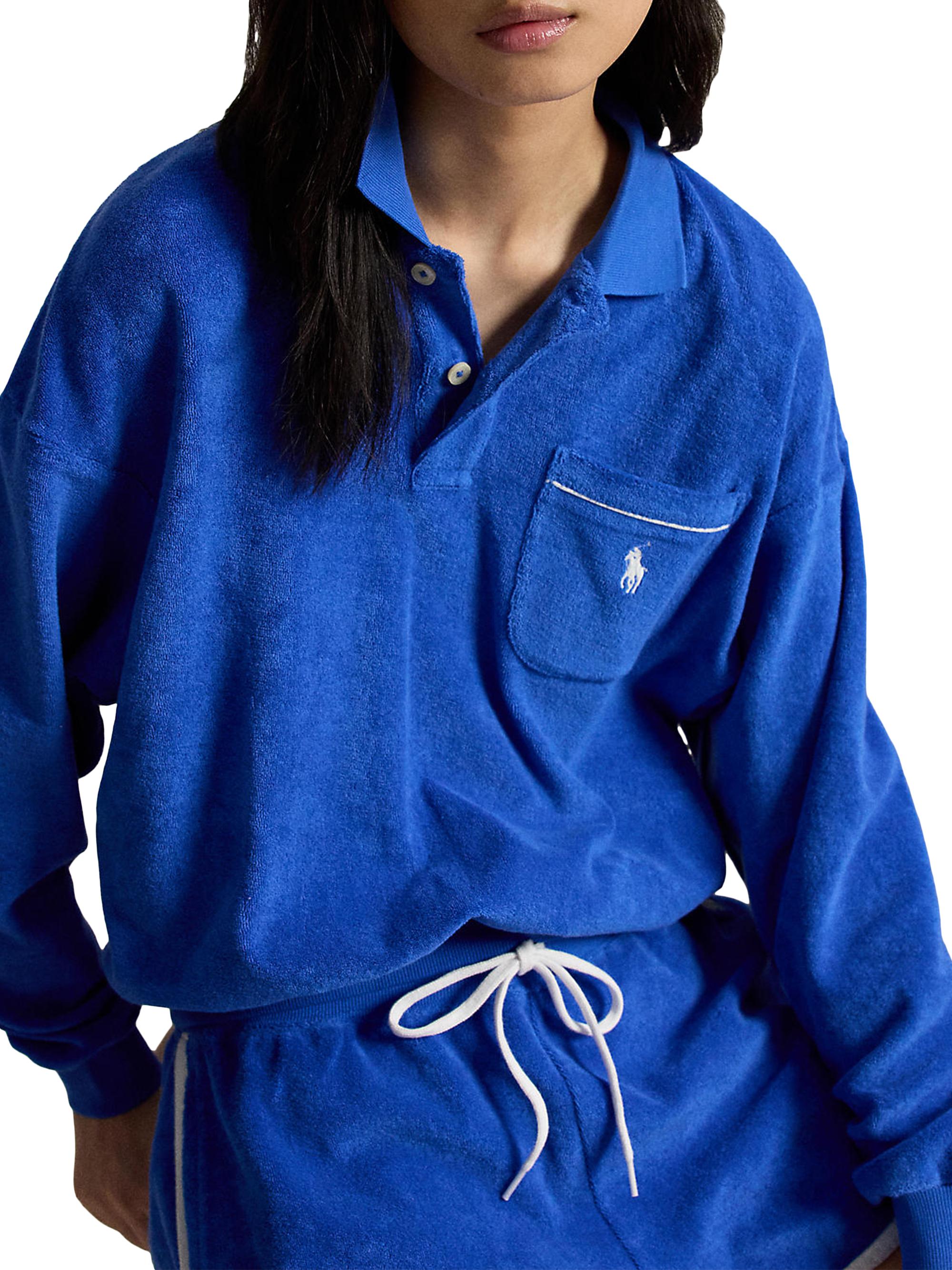 Polo Ralph Lauren Logo Cotton-Blend Terry Long-Sleeve Polo Shirt