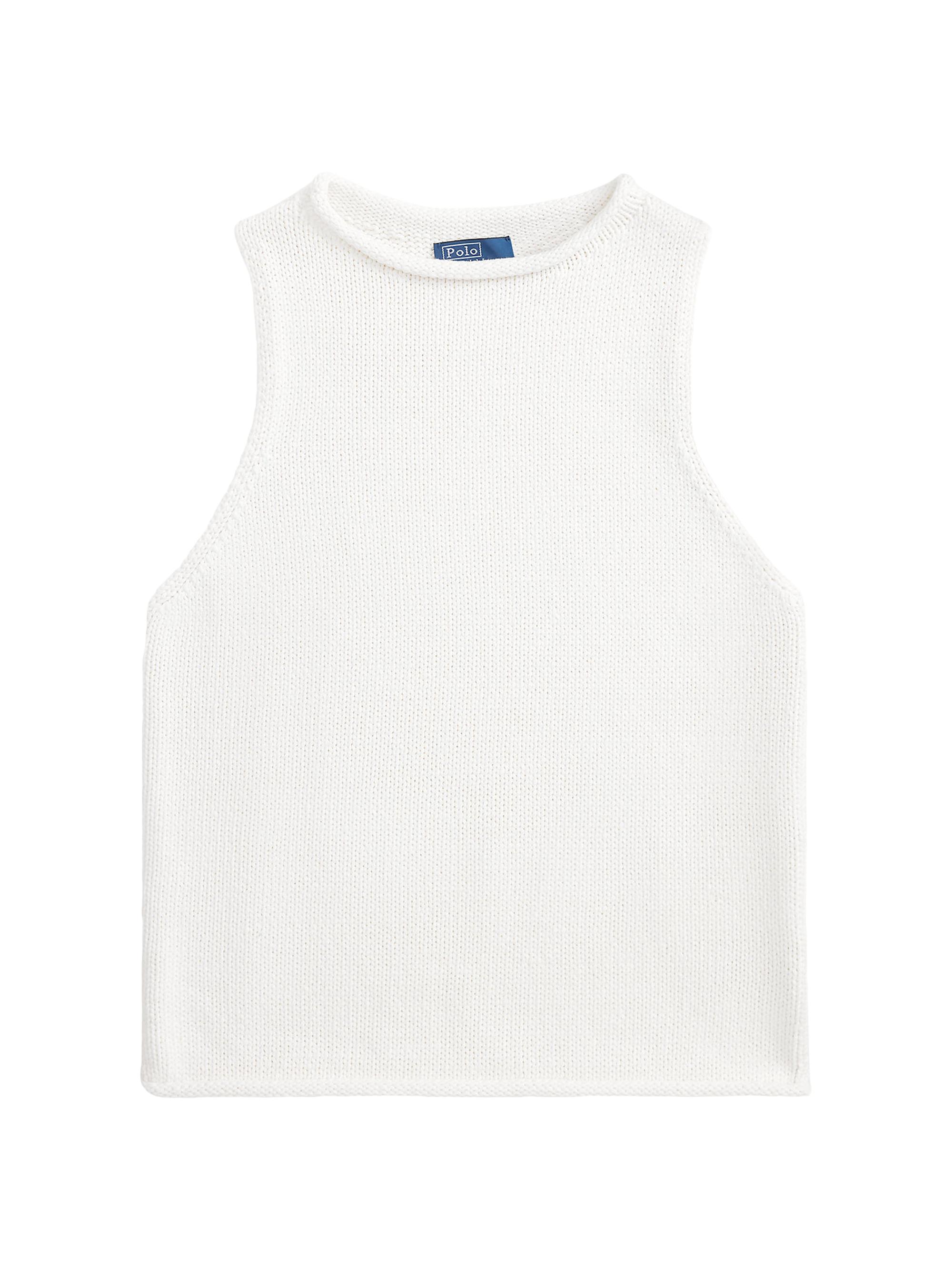 Polo Ralph Lauren Women's Sleeveless Linen-Blend Sweater Tank - White