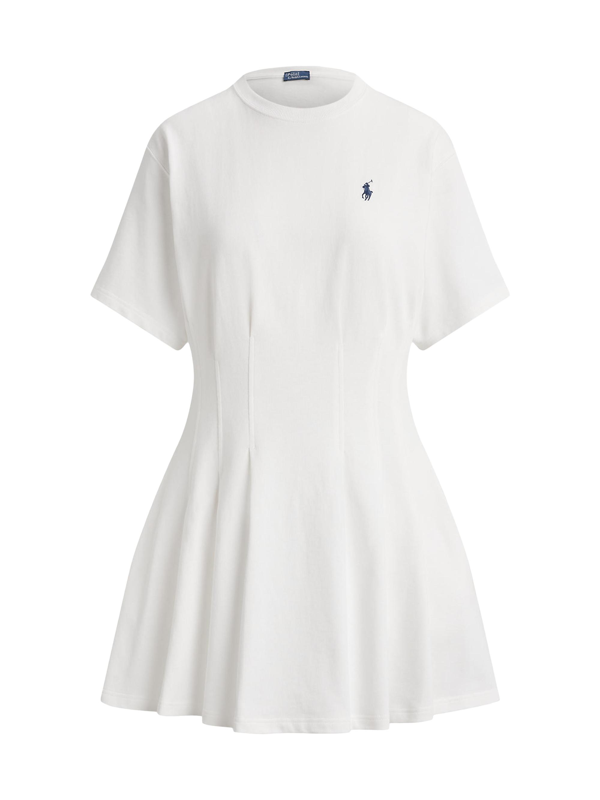 Polo Ralph Lauren Women's Cotton Jersey Pleated Mini T-Shirt Dress - White