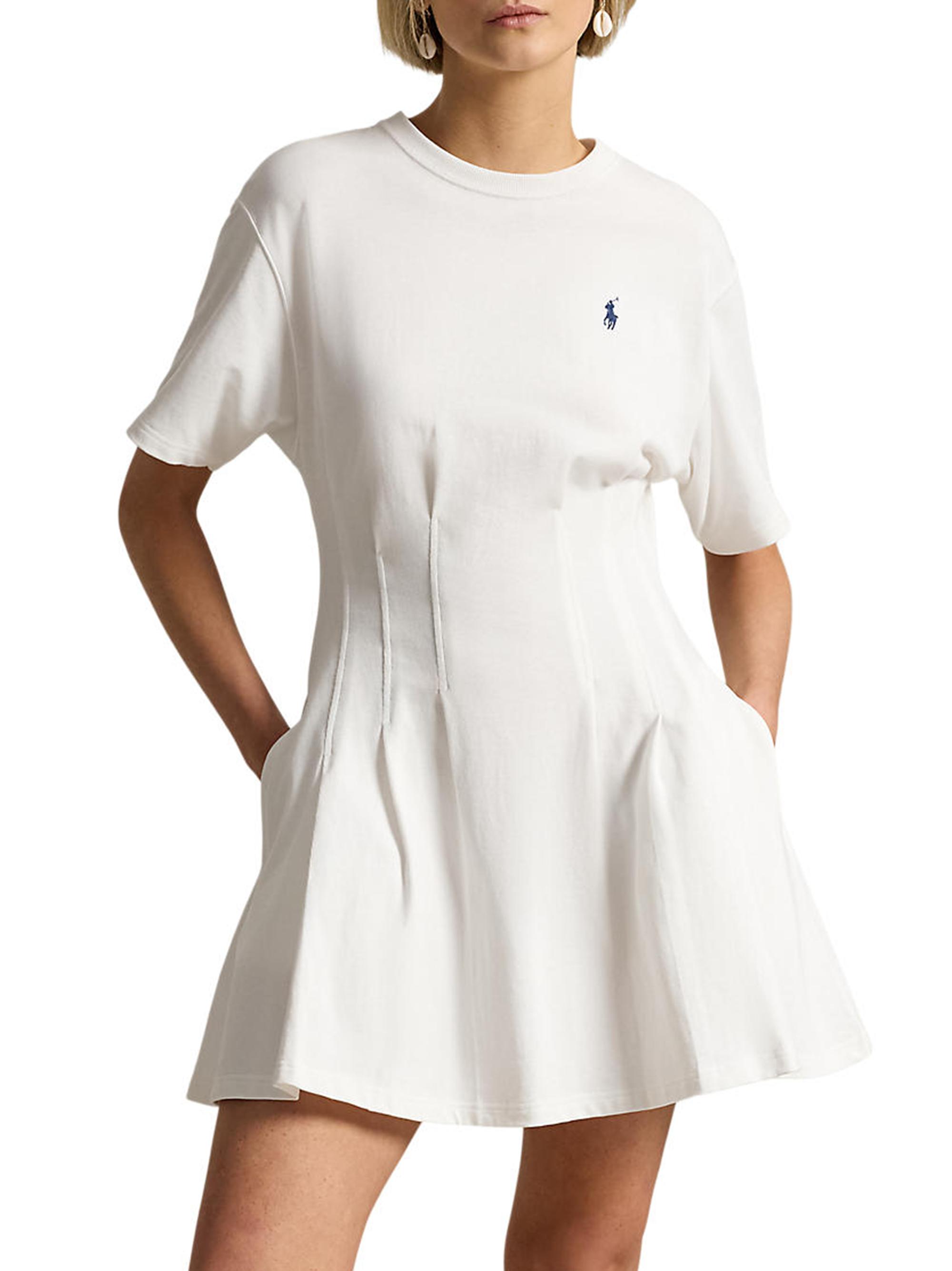 Polo Ralph Lauren Cotton Jersey Pleated Mini T-Shirt Dress | Saks