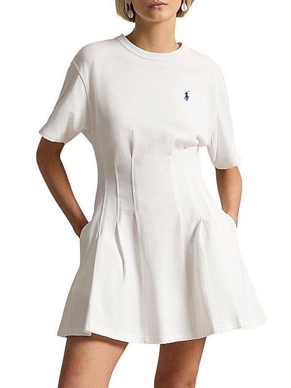 white polo shirt dress Ralph Lauren Women's Cotton Mesh around comfort in or outside the house Polo Ralph Lauren Cotton Jersey