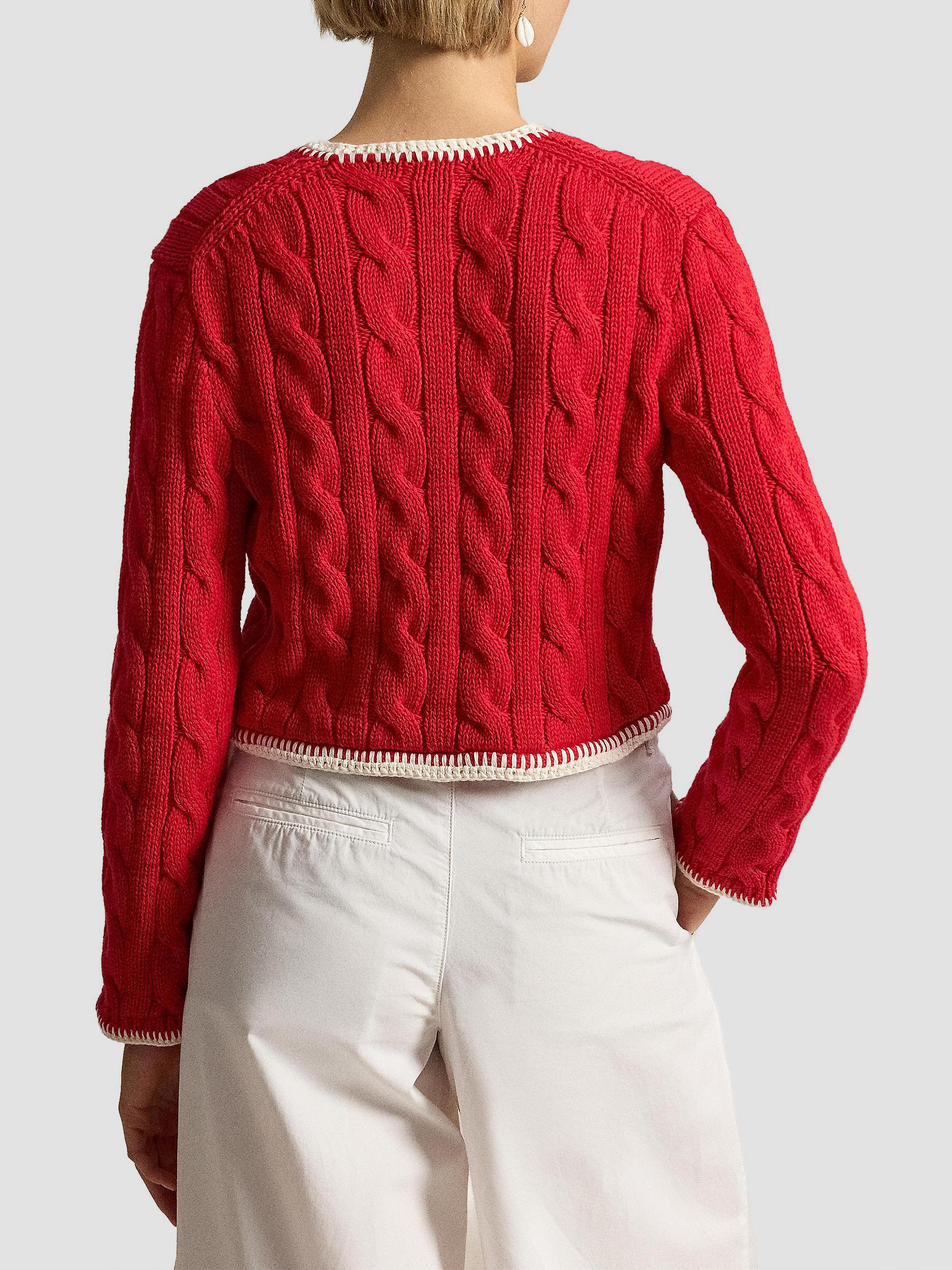 【5/26発送】CROP POLO KNIT CARDIGAN Polo Ralph Lauren Cable-Knit Stretch-Cotton Crop Cardigan | Saks