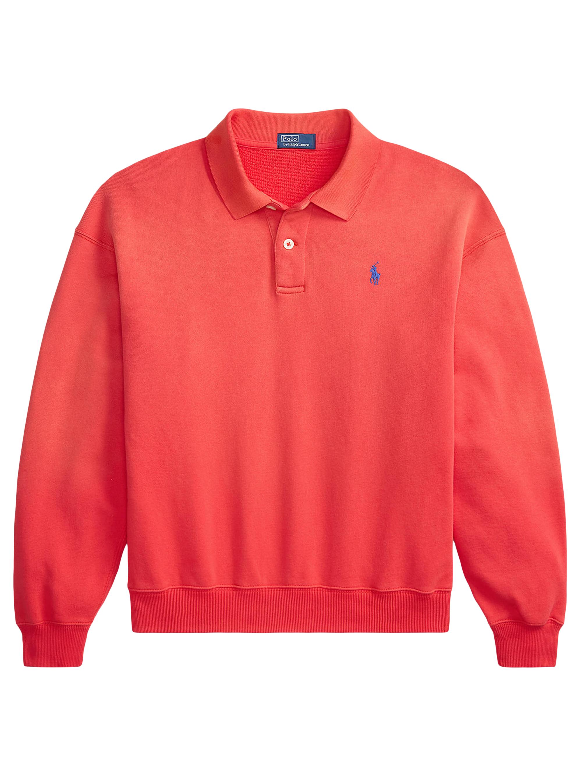 Polo Ralph Lauren Women's Cotton-Blend Fleece Polo Sweater - Bright Hibiscus