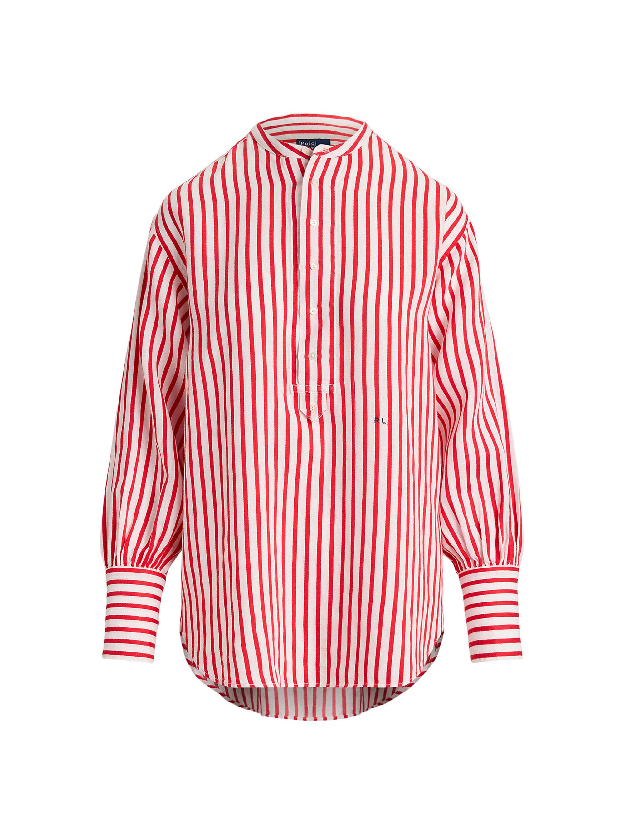 Polo Ralph Lauren Women's Striped Linen-Cotton Shirt - White Red