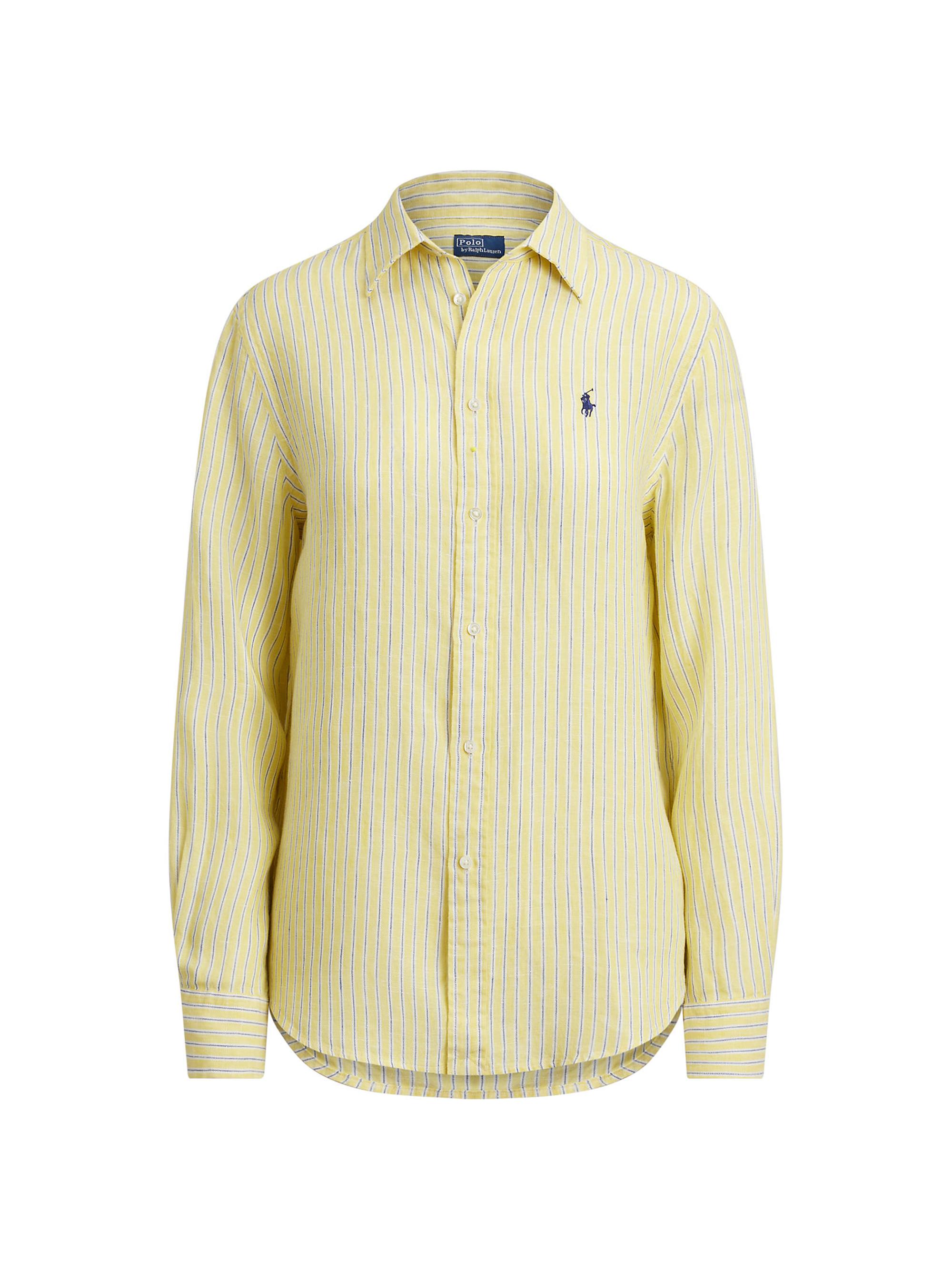 Polo Ralph Lauren Women's Striped Linen Button-Front Shirt - Oasis Yellow Blue