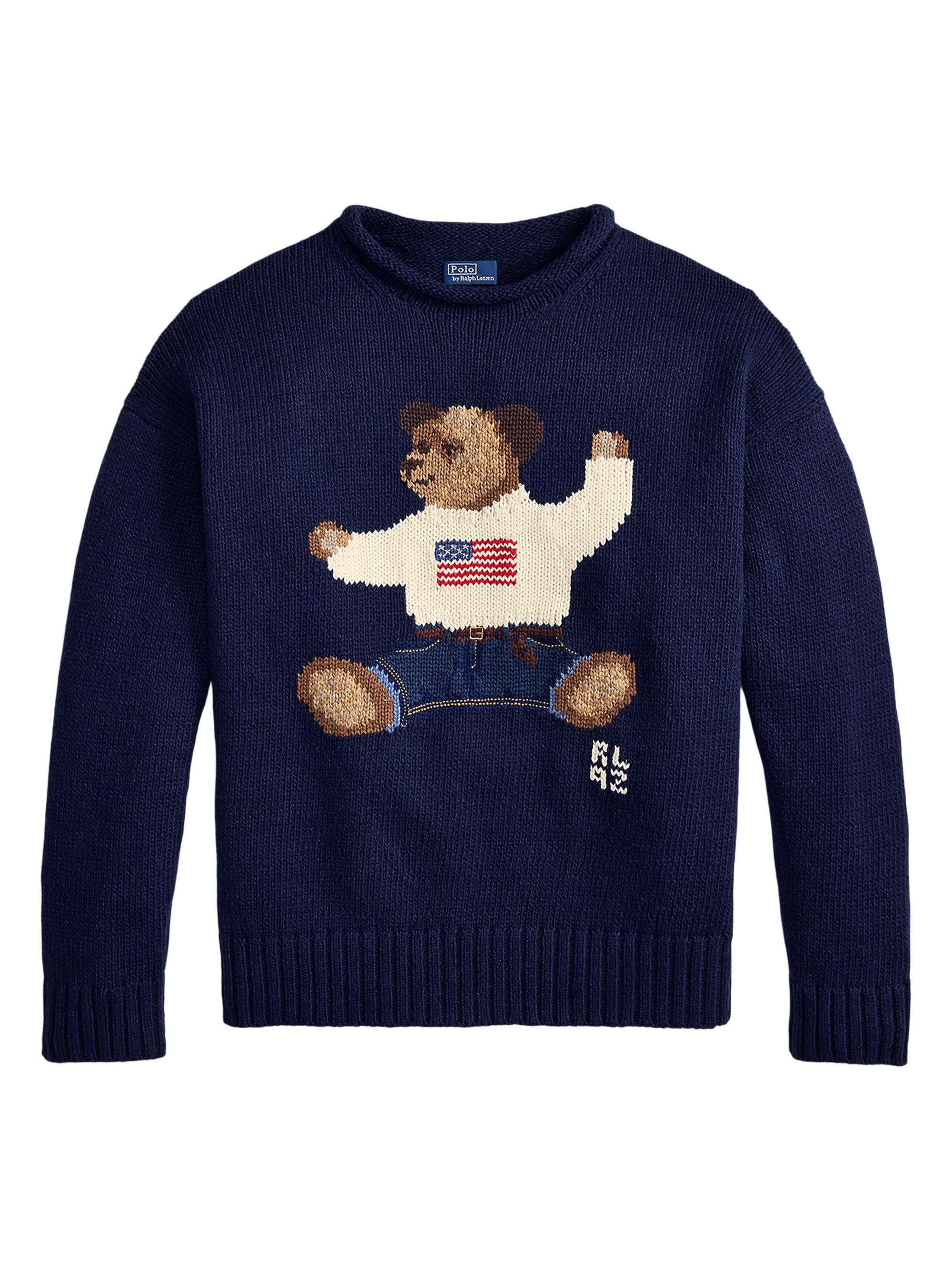 Polo Ralph Lauren Women's Polo Bear Cotton-Linen Sweater - Newport Navy Multi