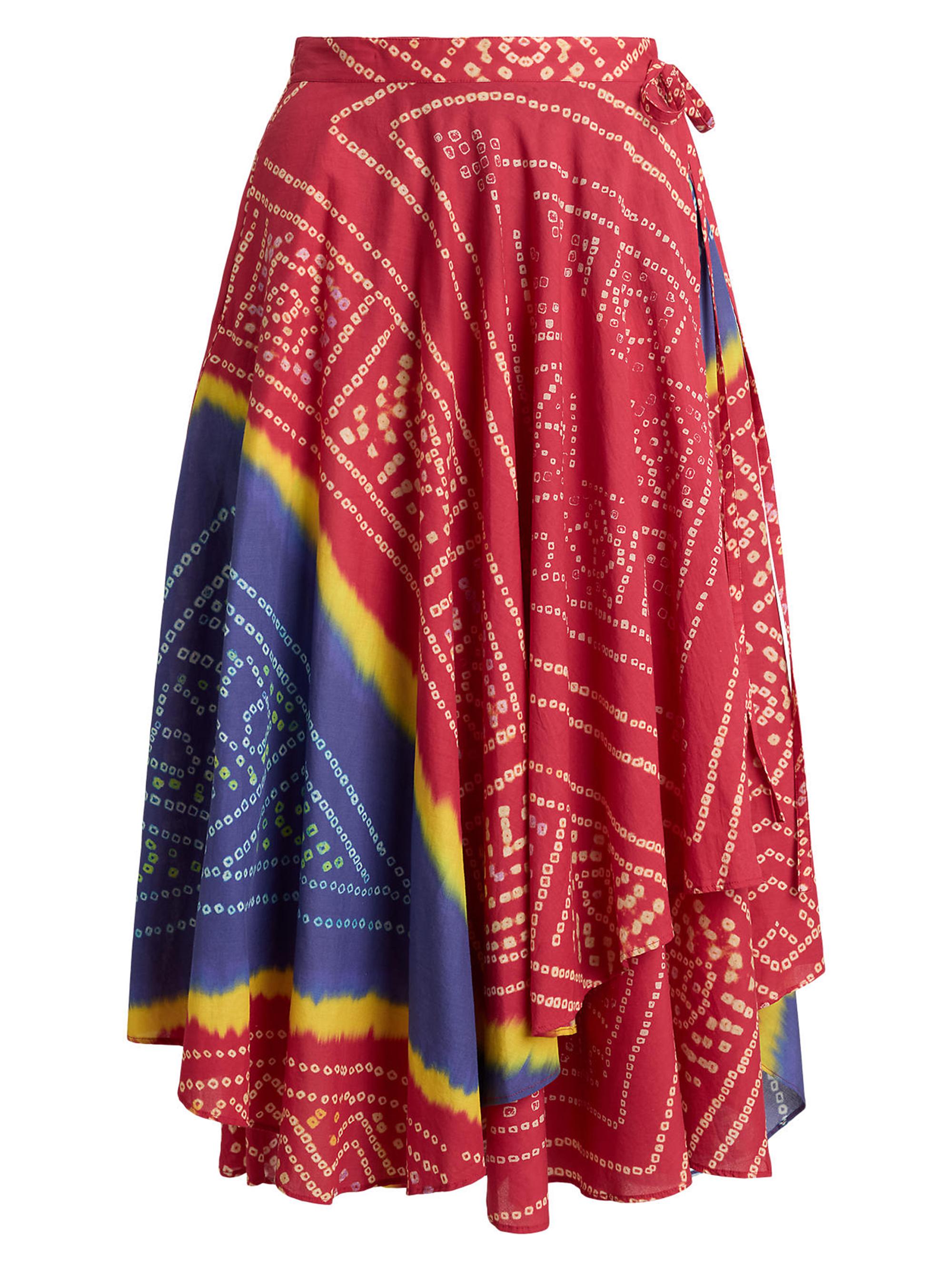 Polo Ralph Lauren Women's Printed Cotton Wrap Midi-Skirt - Tie Dye Multi