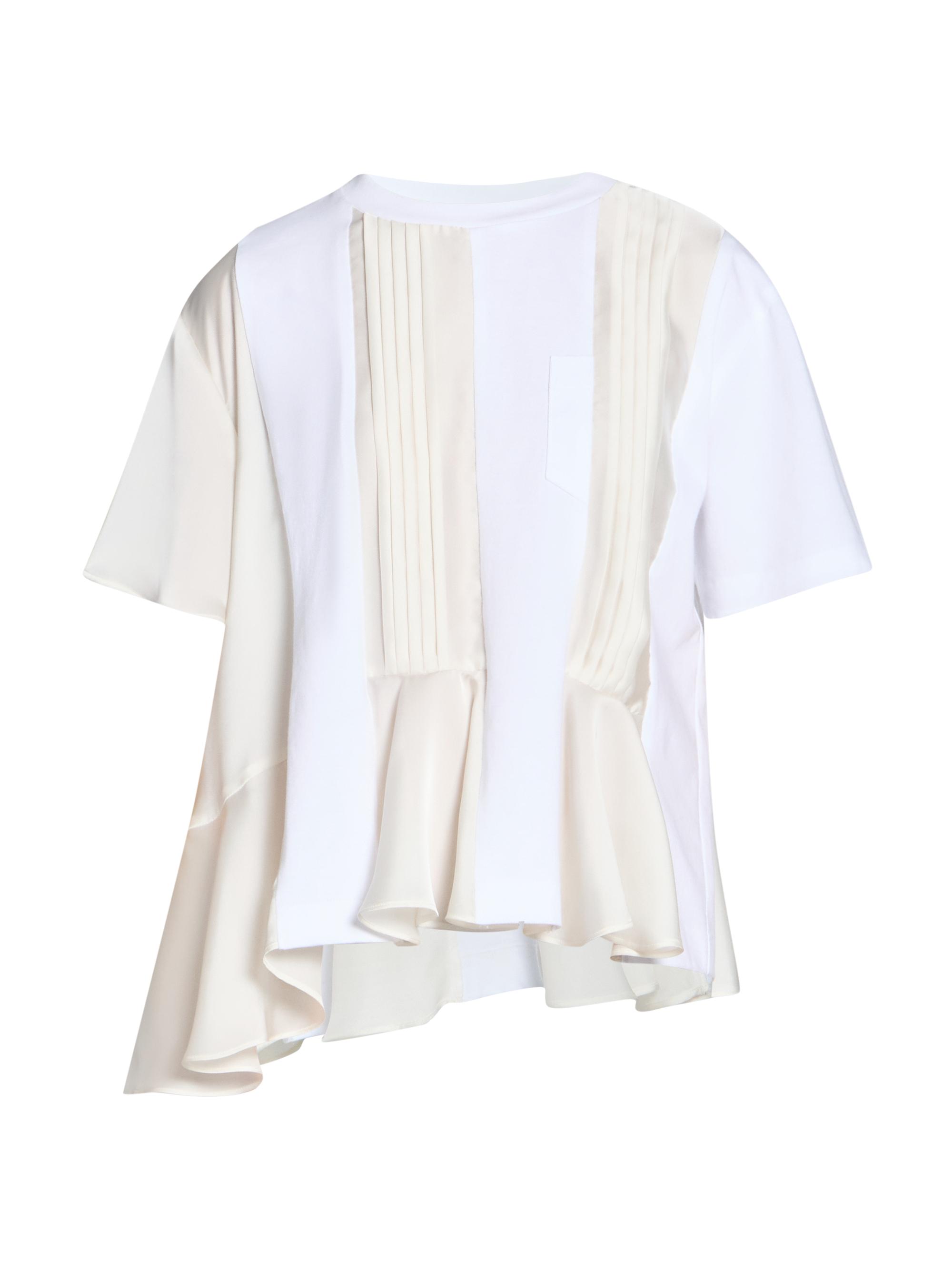 Sacai Women's Satin Cotton Jersey T-Shirt - White Ecru