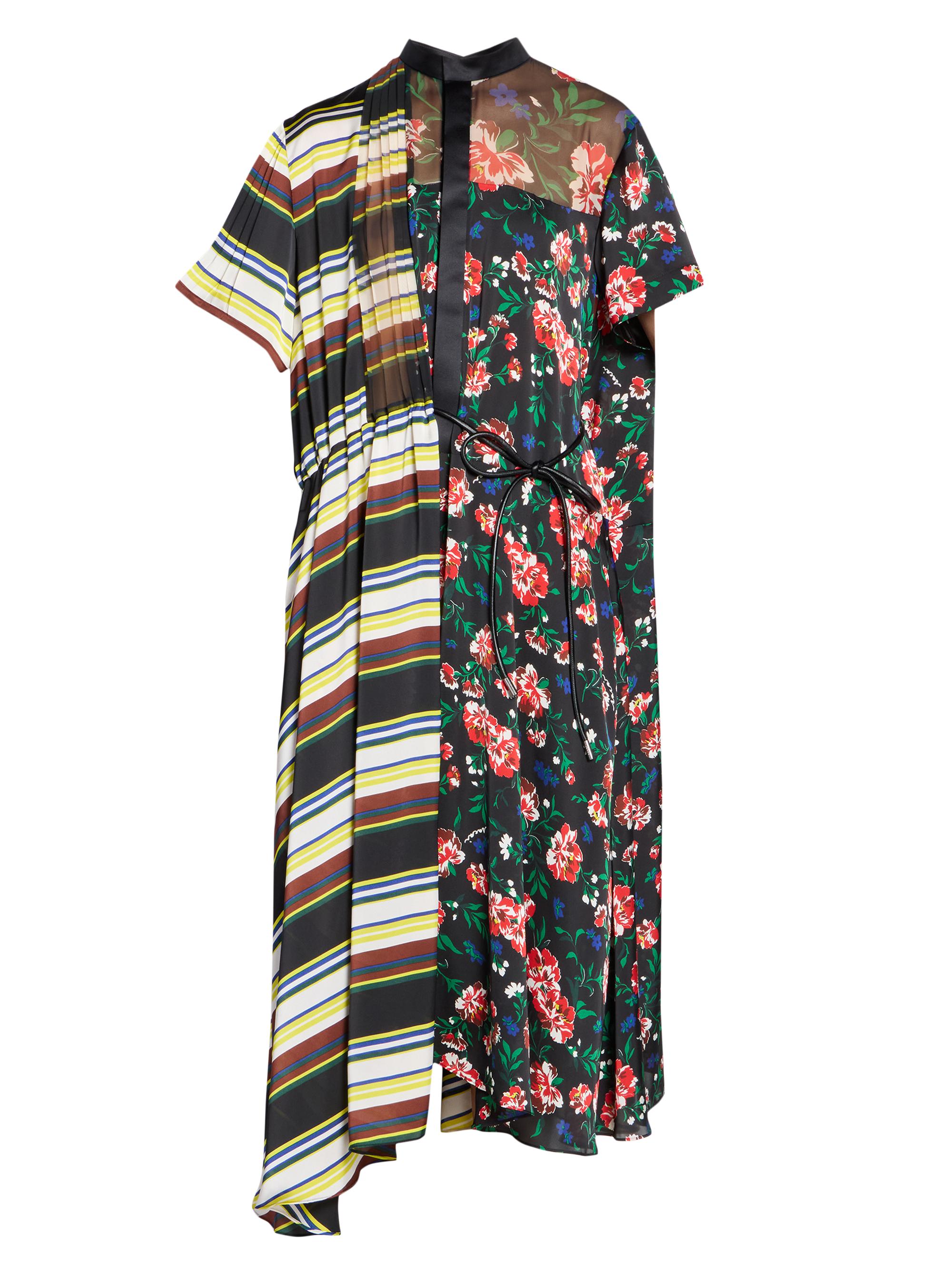 Sacai Women's Pattern Mix Shirtdress - Black Multi