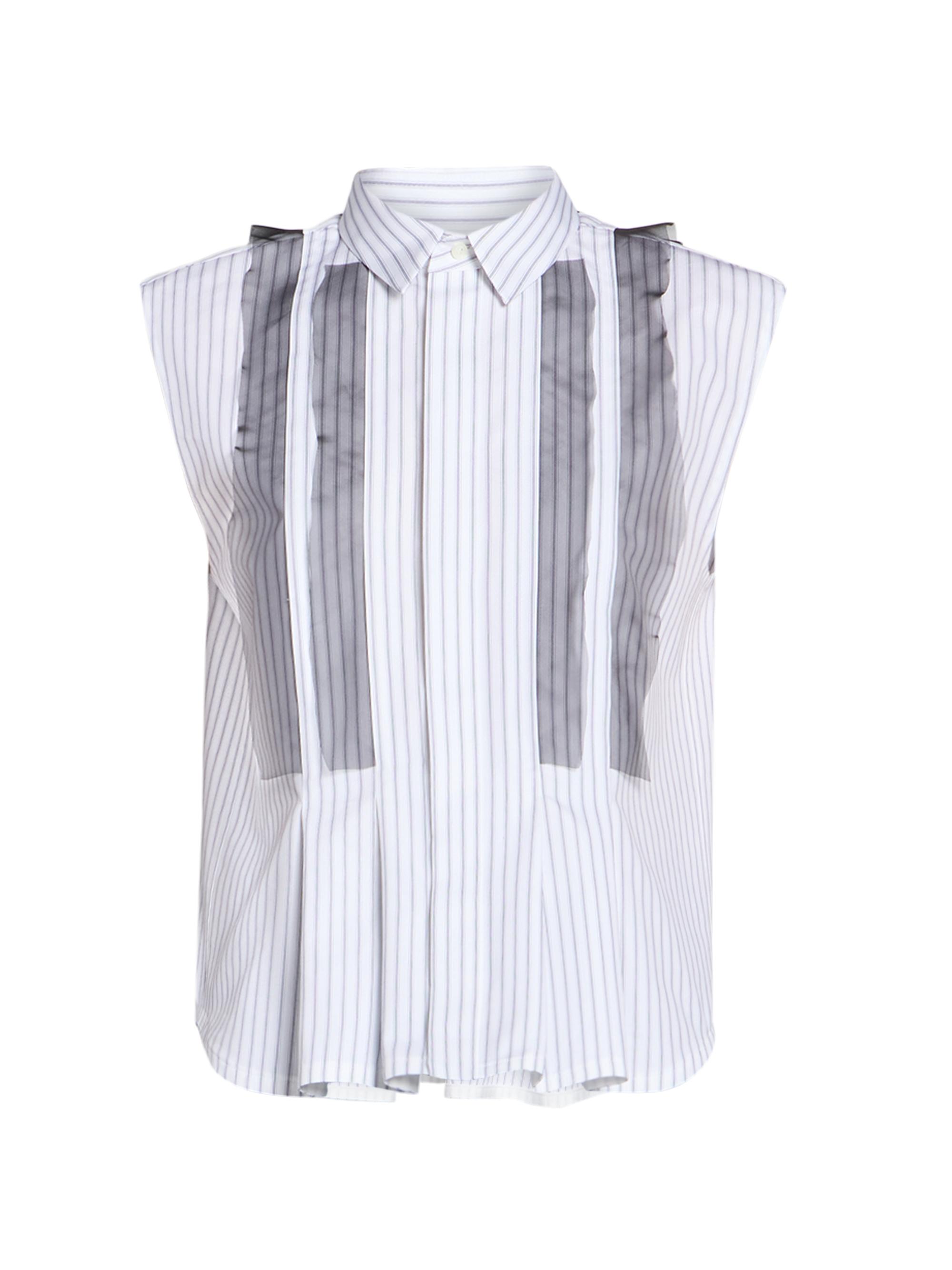 Sacai Women's Striped Poplin Ruffle Blouse - Off White Stripe
