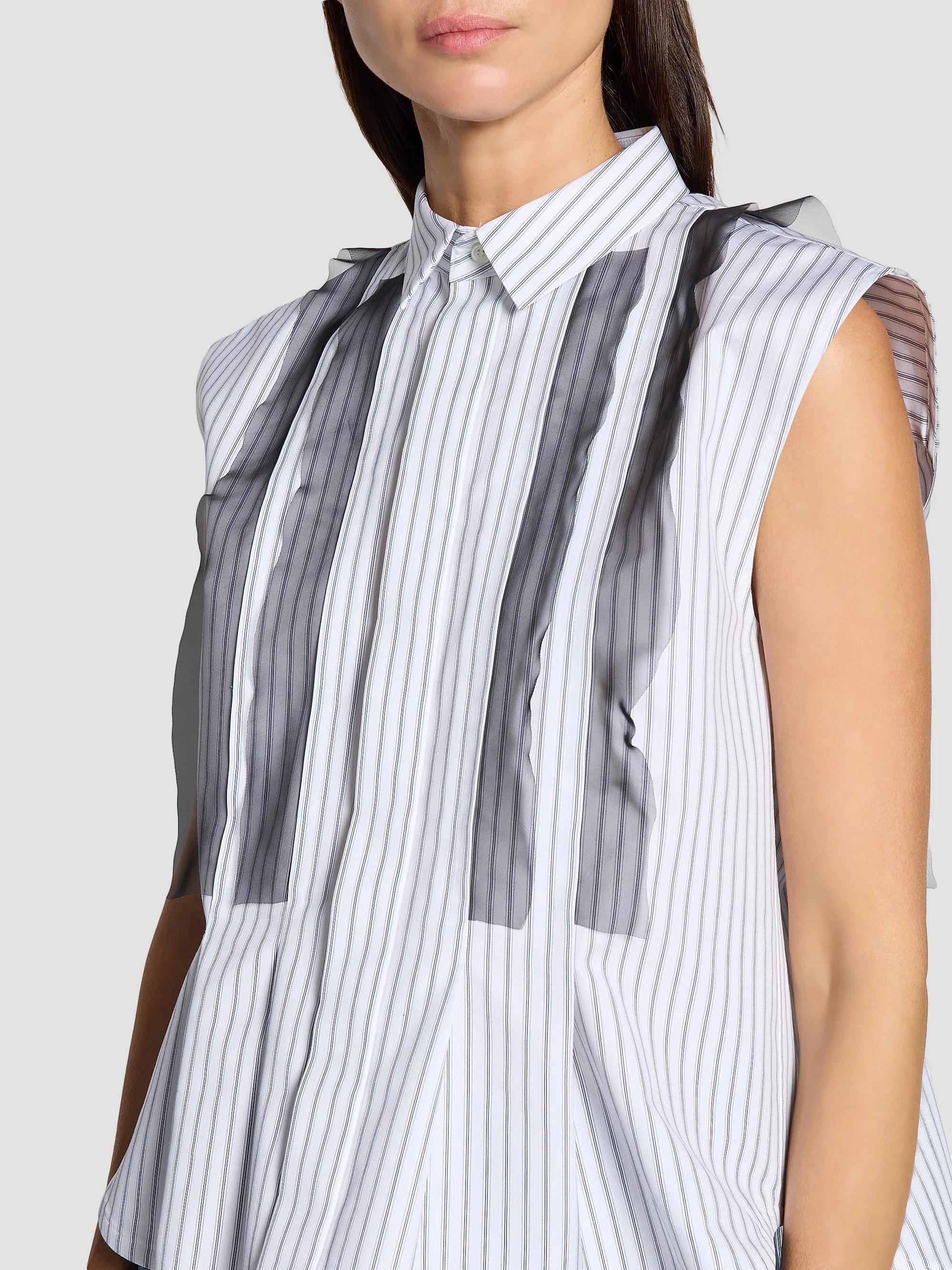 sacai Striped Poplin Ruffle Blouse | Saks Fifth Avenue