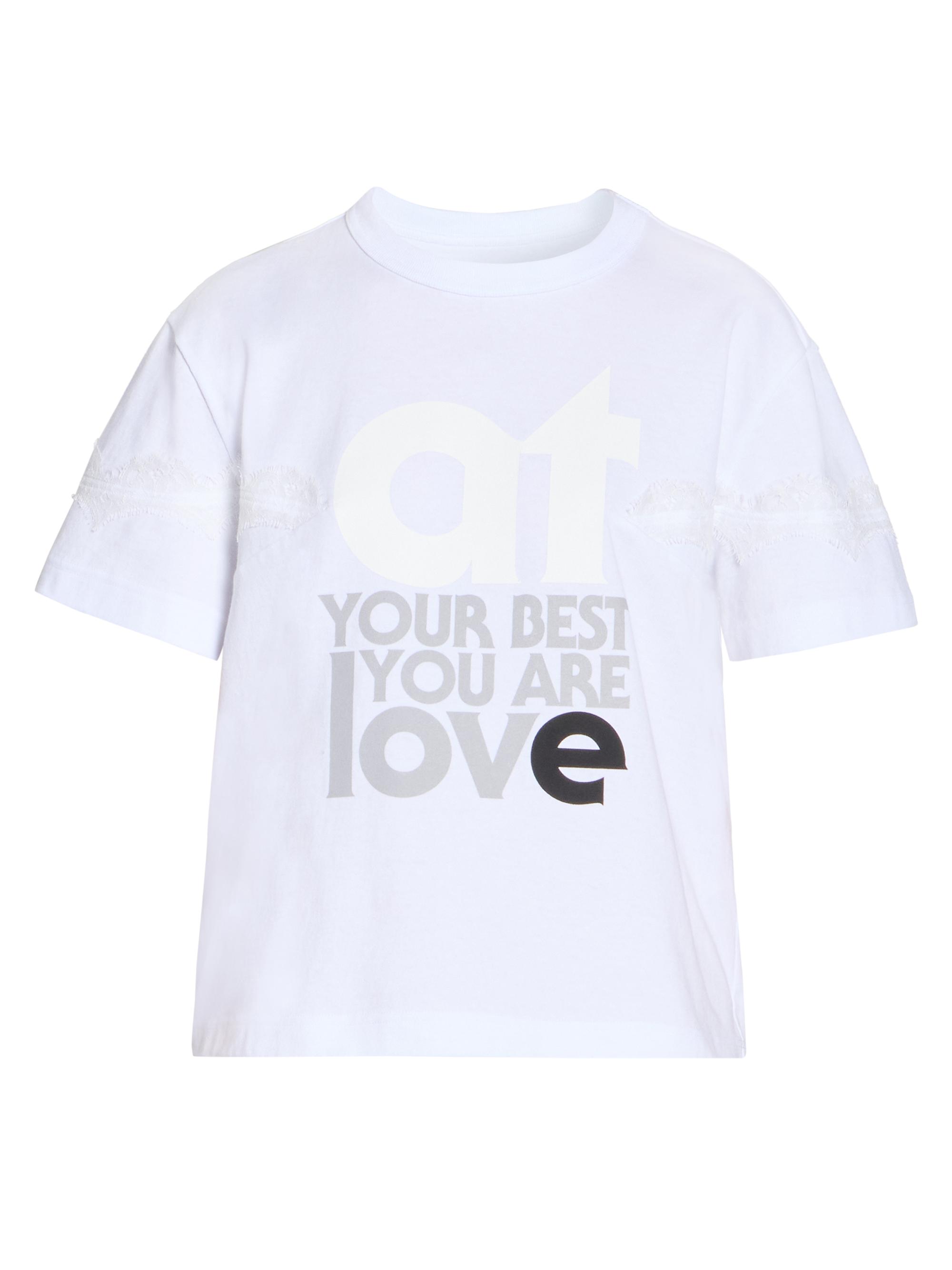 Sacai Women's Graphic Cotton T-Shirt - White