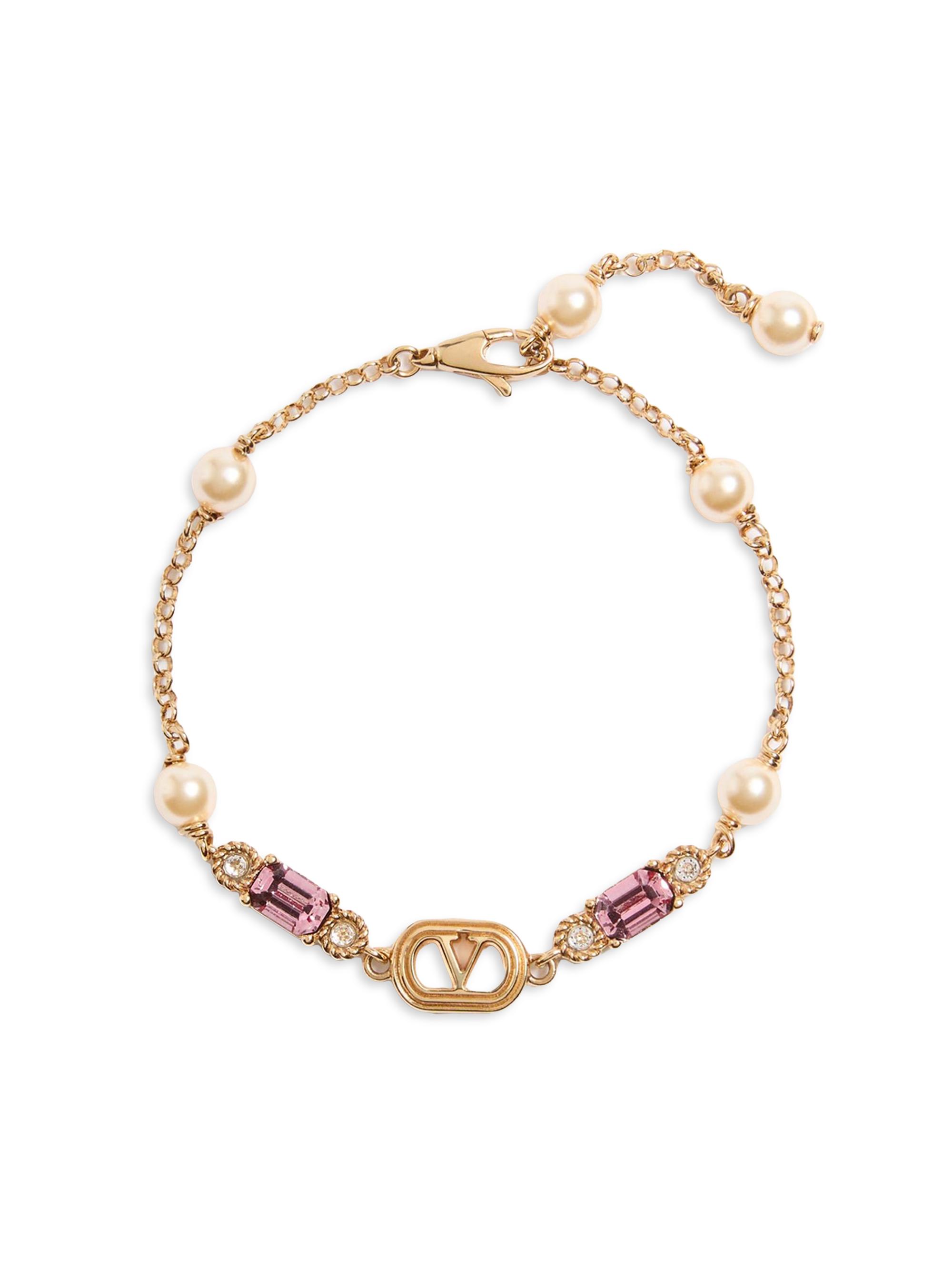 Valentino Garavani Women's Ovalette Bracelet in Metal, Pearls and Swarovski Crystals - Gold