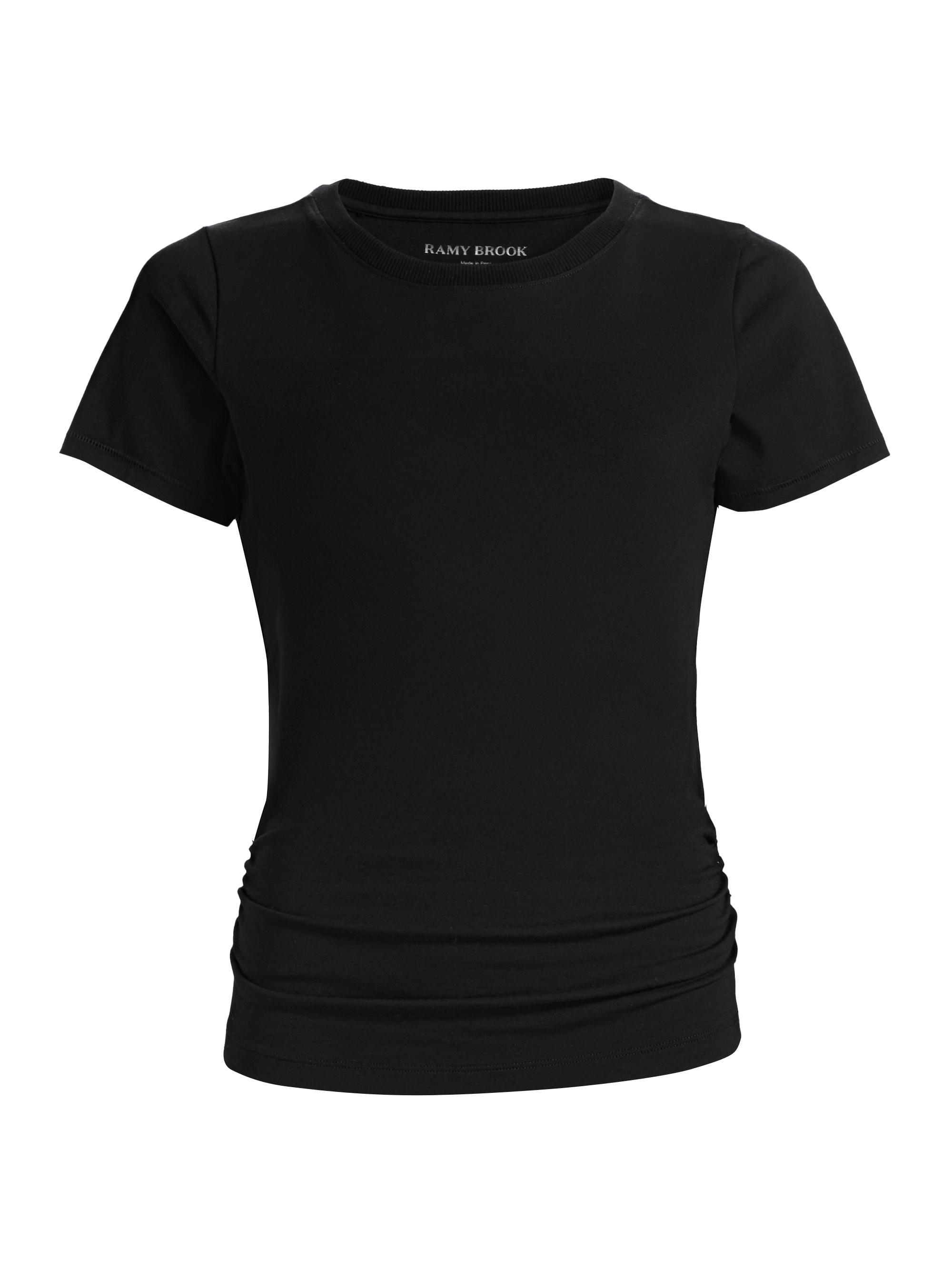 Ramy Brook Women's Kate Ruched Cotton-Blend T-Shirt - Black | Thumbnail 8