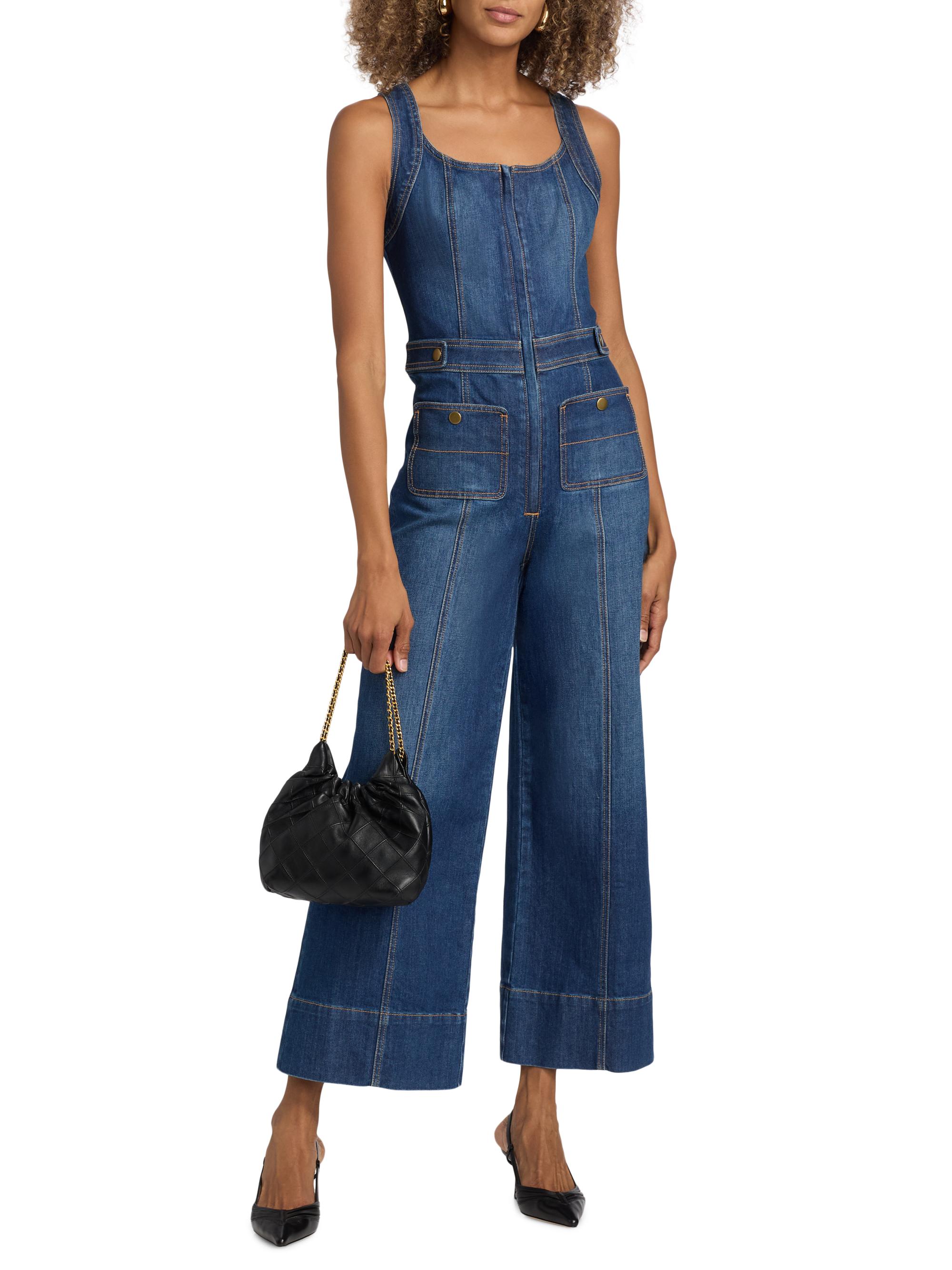 Ramy Brook Janet Denim Wide-Leg Jumpsuit | Saks Fifth Avenue