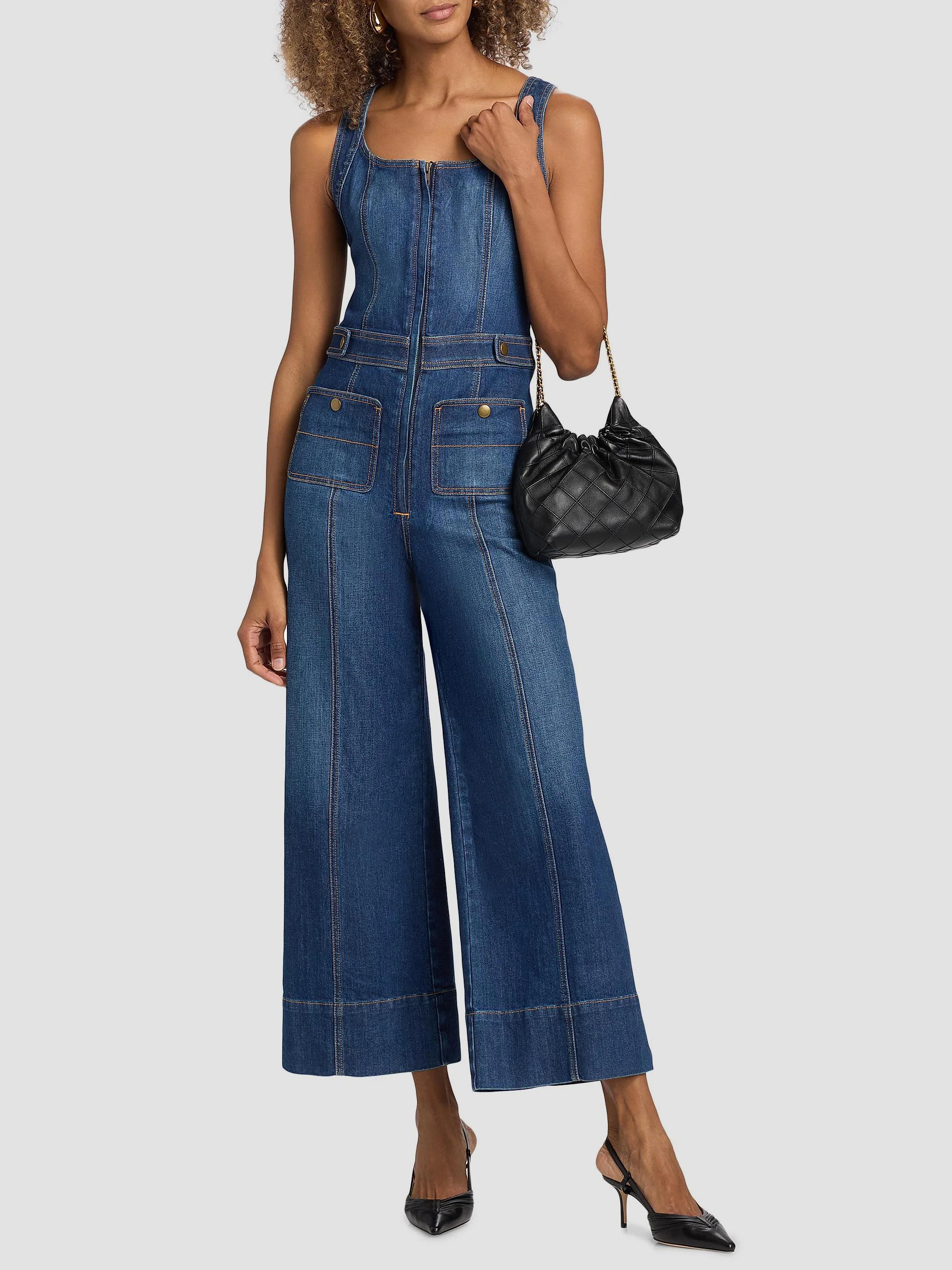 Ramy Brook Janet Denim Wide-Leg Jumpsuit | Saks Fifth Avenue