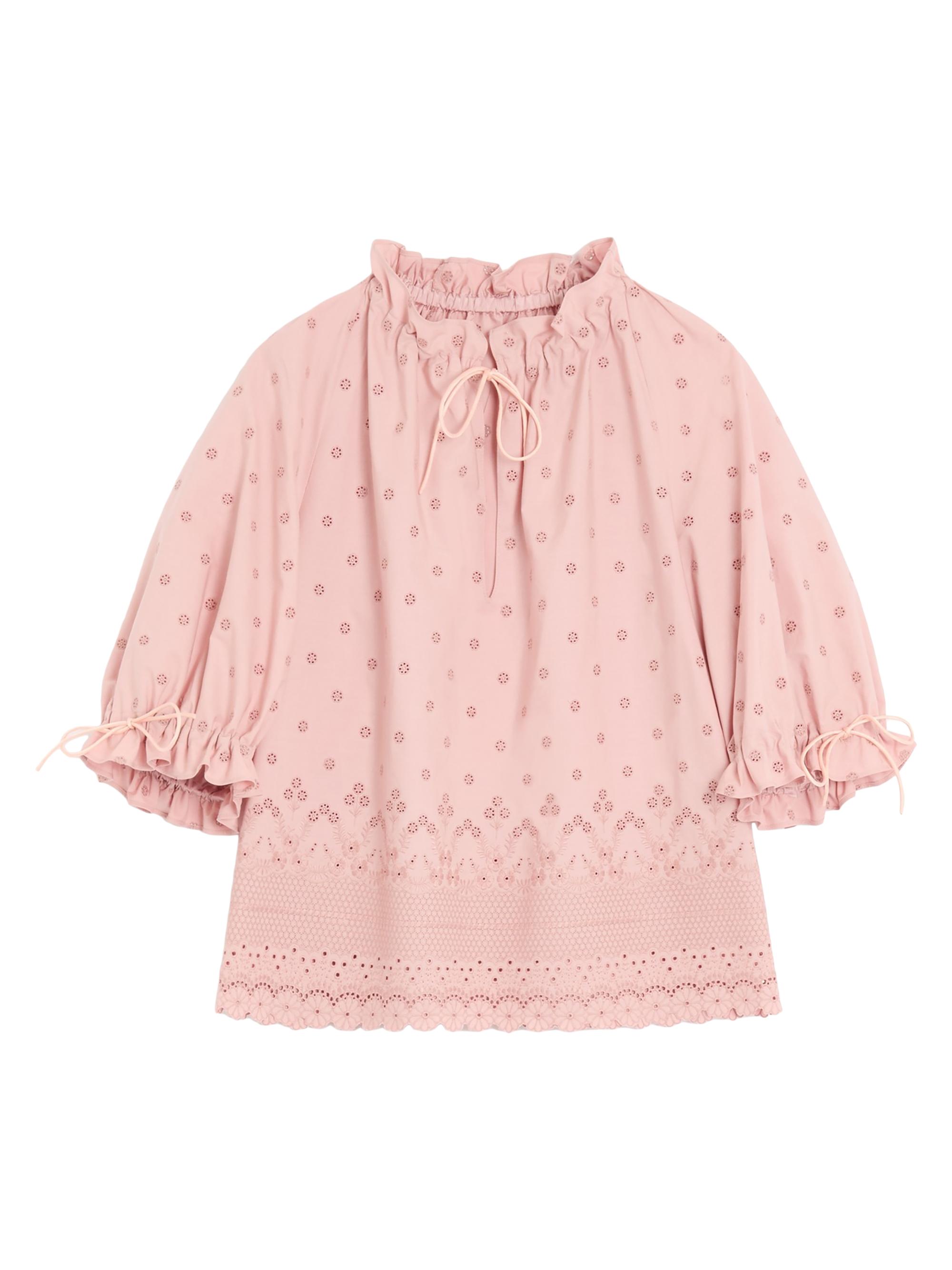 Valentino Garavani Women's Sangallo Lace Top with Fleurs Ajours Margheritine Pattern - Pink