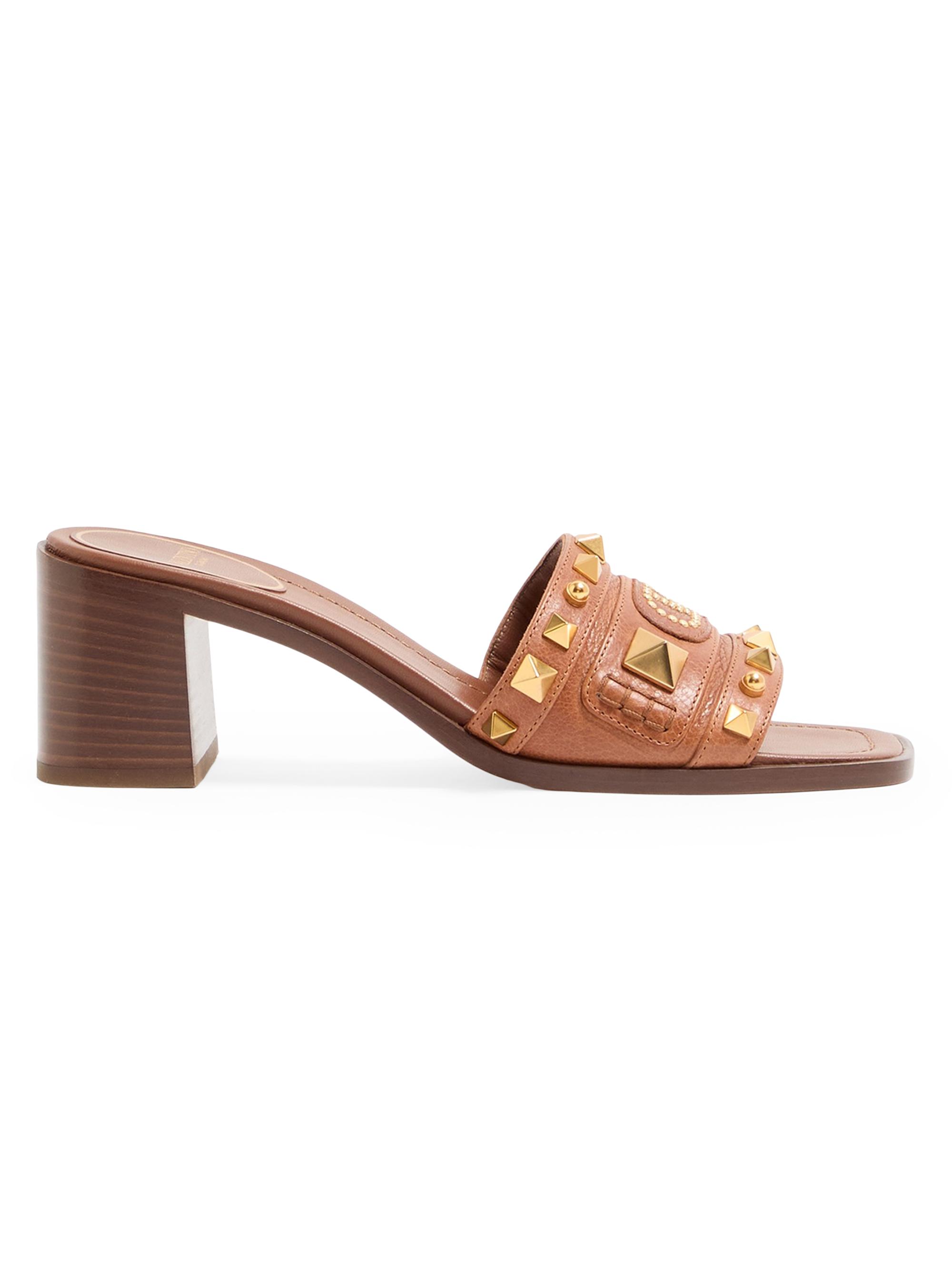 Valentino Garavani Women's Plaster Caster Slide Sandals in Buffalo 60MM - Tobacco