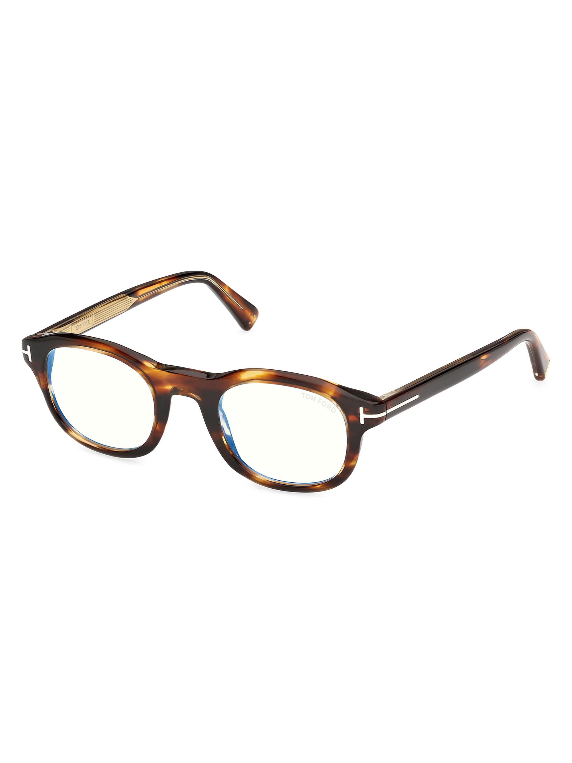 TOM FORD Men's 47MM Blue Block Square Eyeglasses - Brown