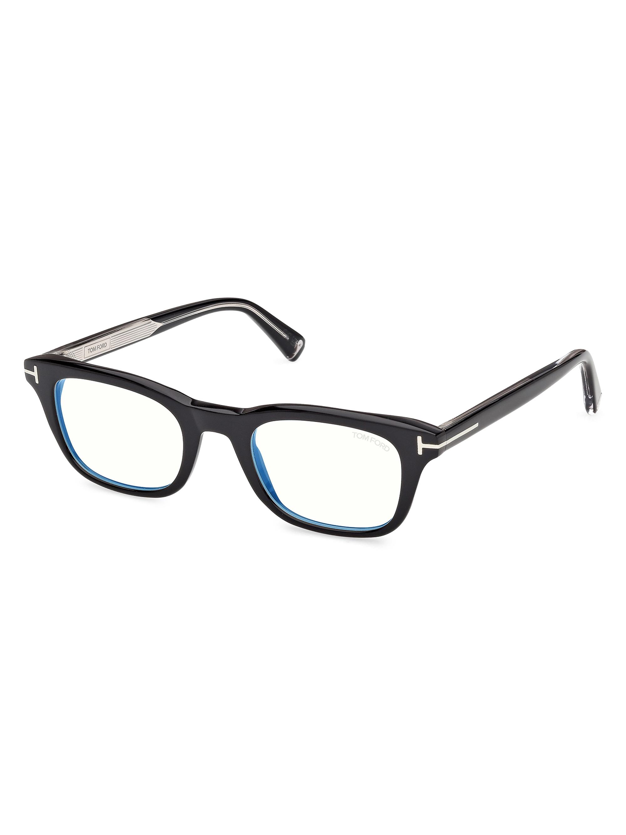 TOM FORD Men's 50MM Blue Block Square Eyeglasses - Black