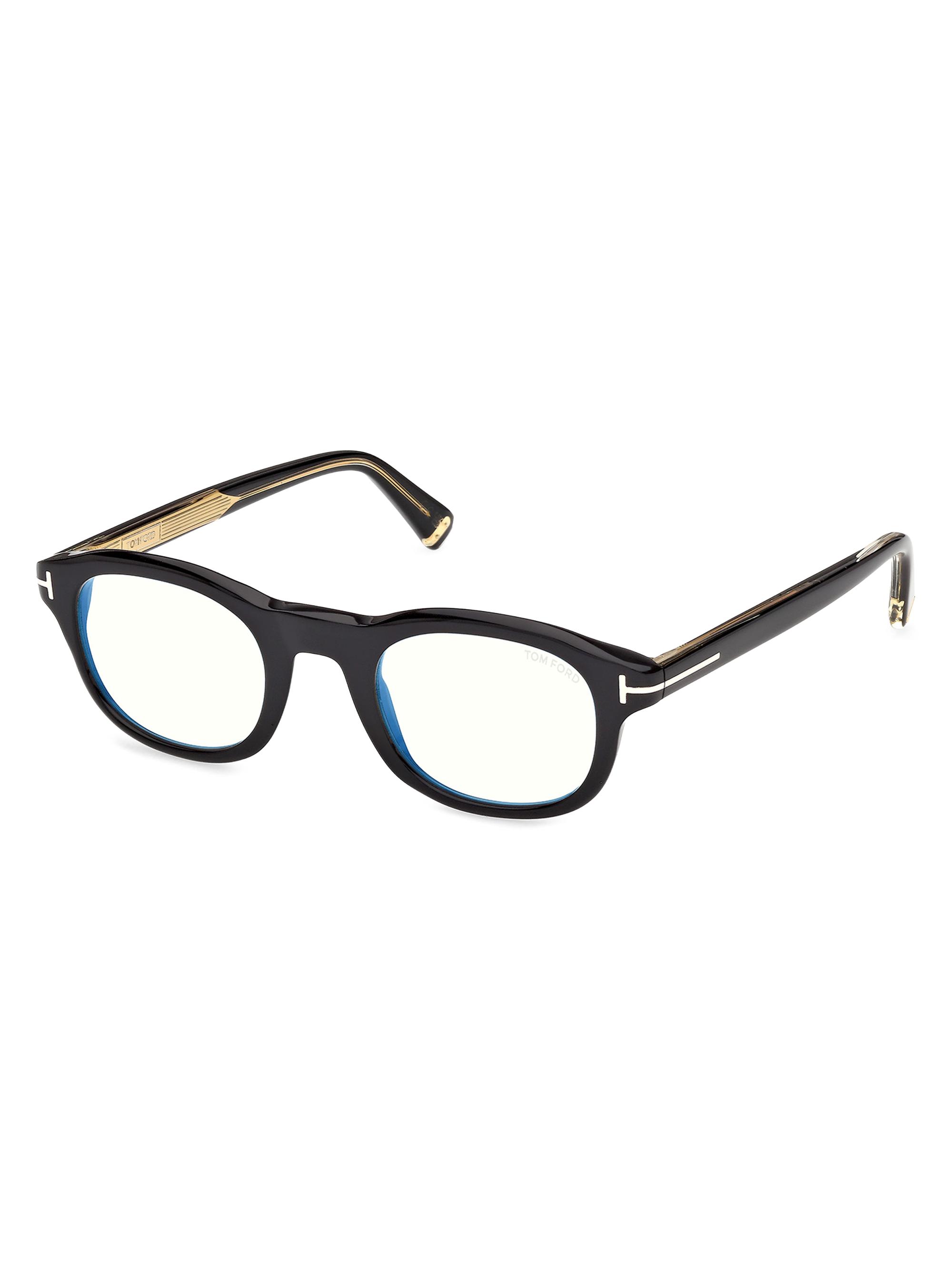 TOM FORD Men's 47MM Blue Block Round Eyeglasses - Black