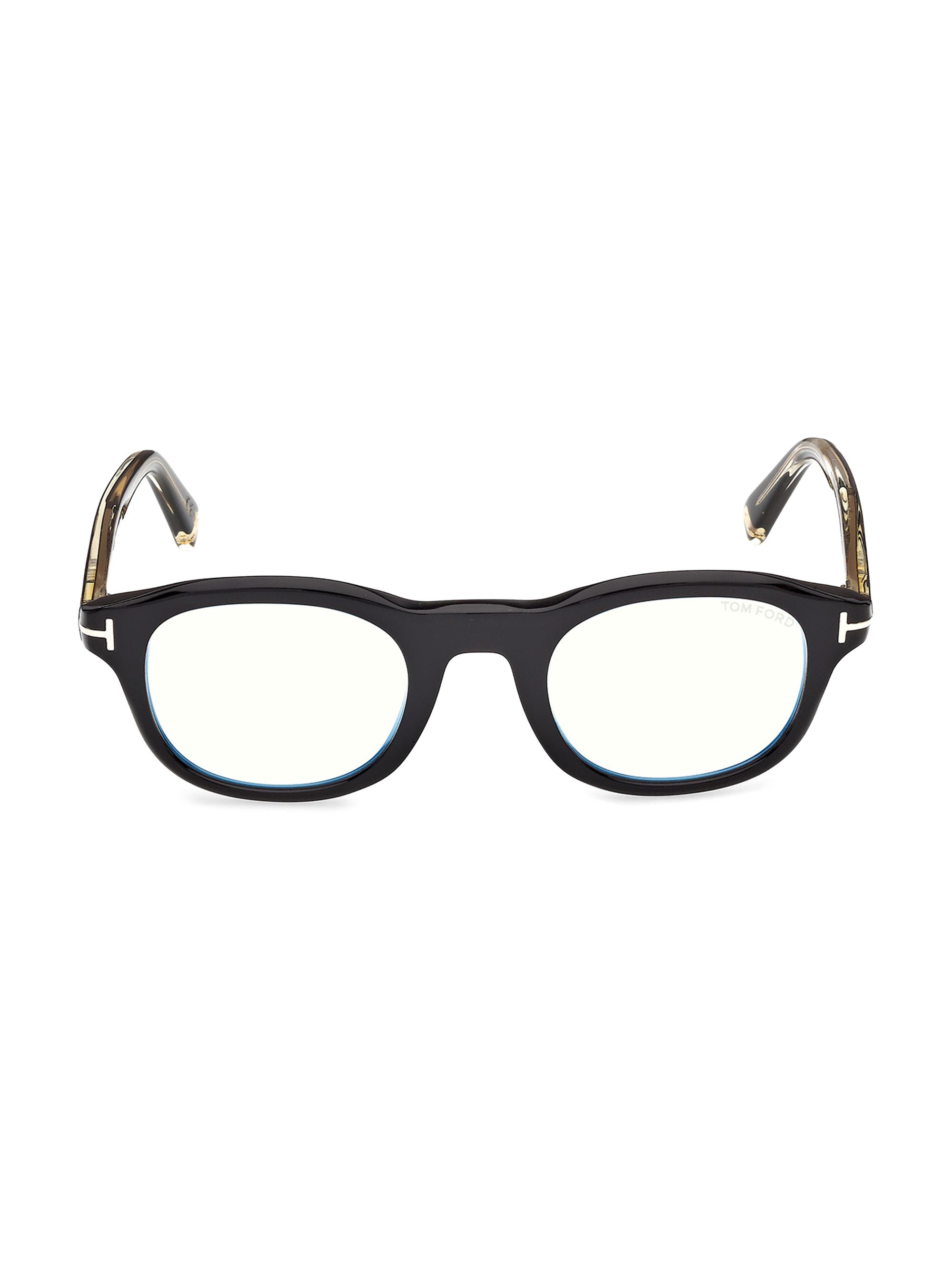 TOM FORD Men's 47MM Blue Block Round Eyeglasses - Black | Thumbnail 2