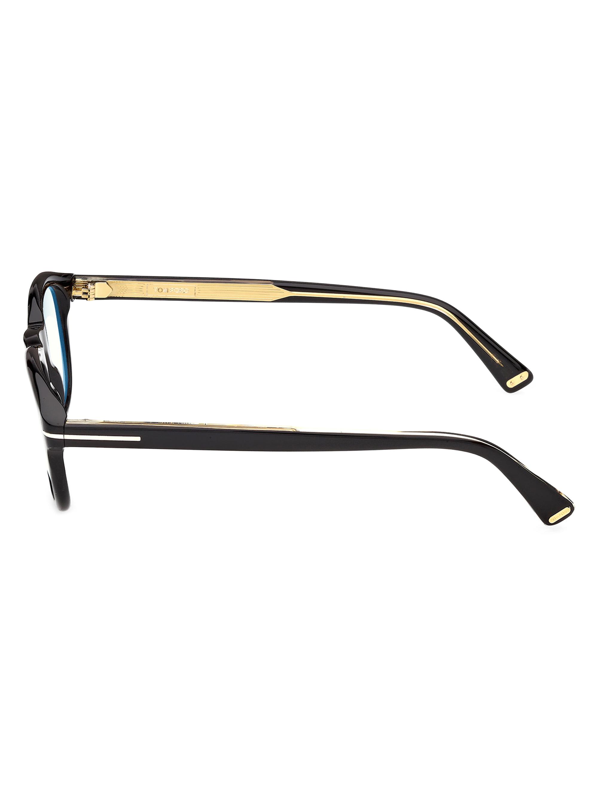 TOM FORD Men's 47MM Blue Block Round Eyeglasses - Black | Thumbnail 3