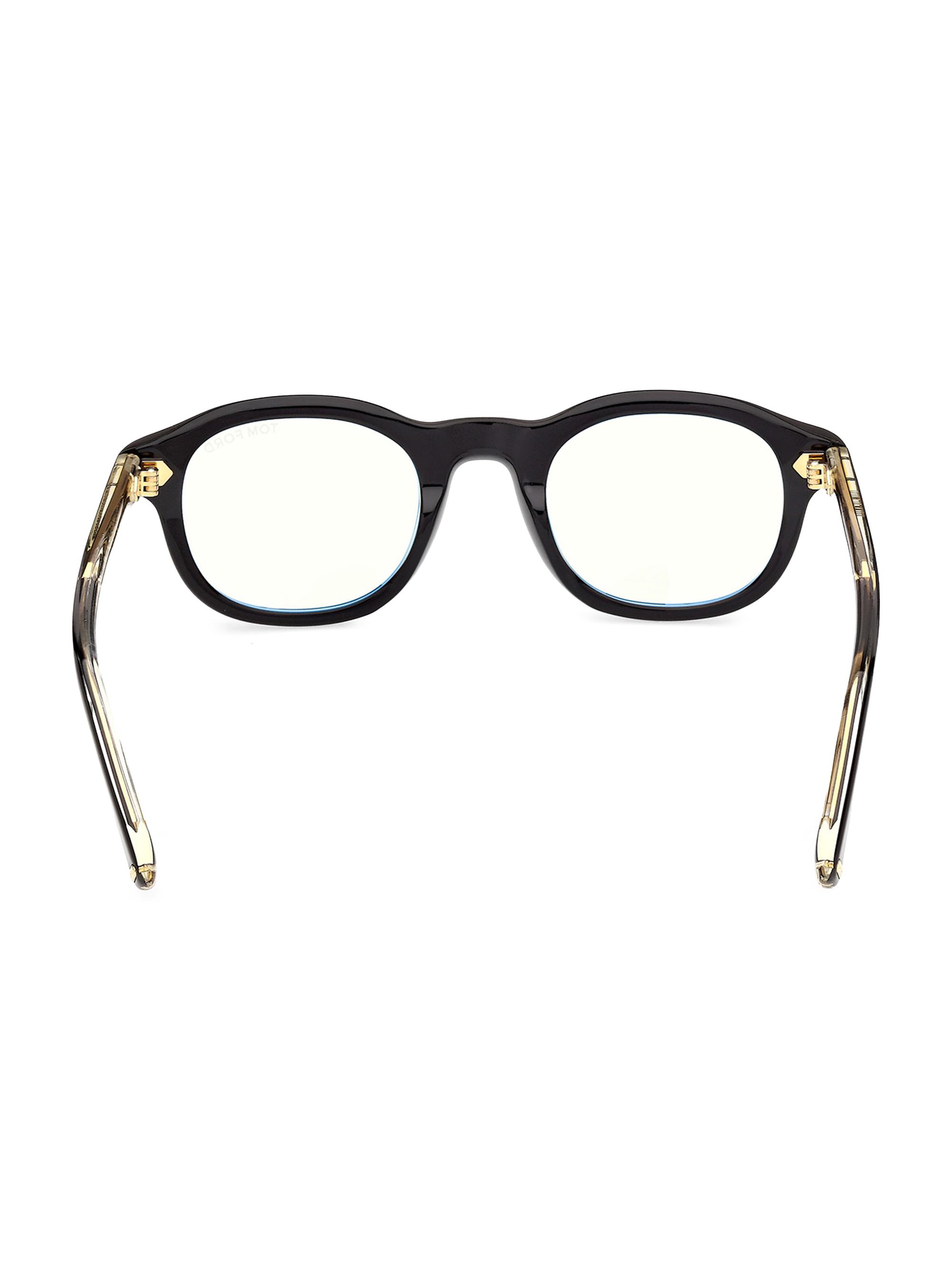 TOM FORD Men's 47MM Blue Block Round Eyeglasses - Black | Thumbnail 5
