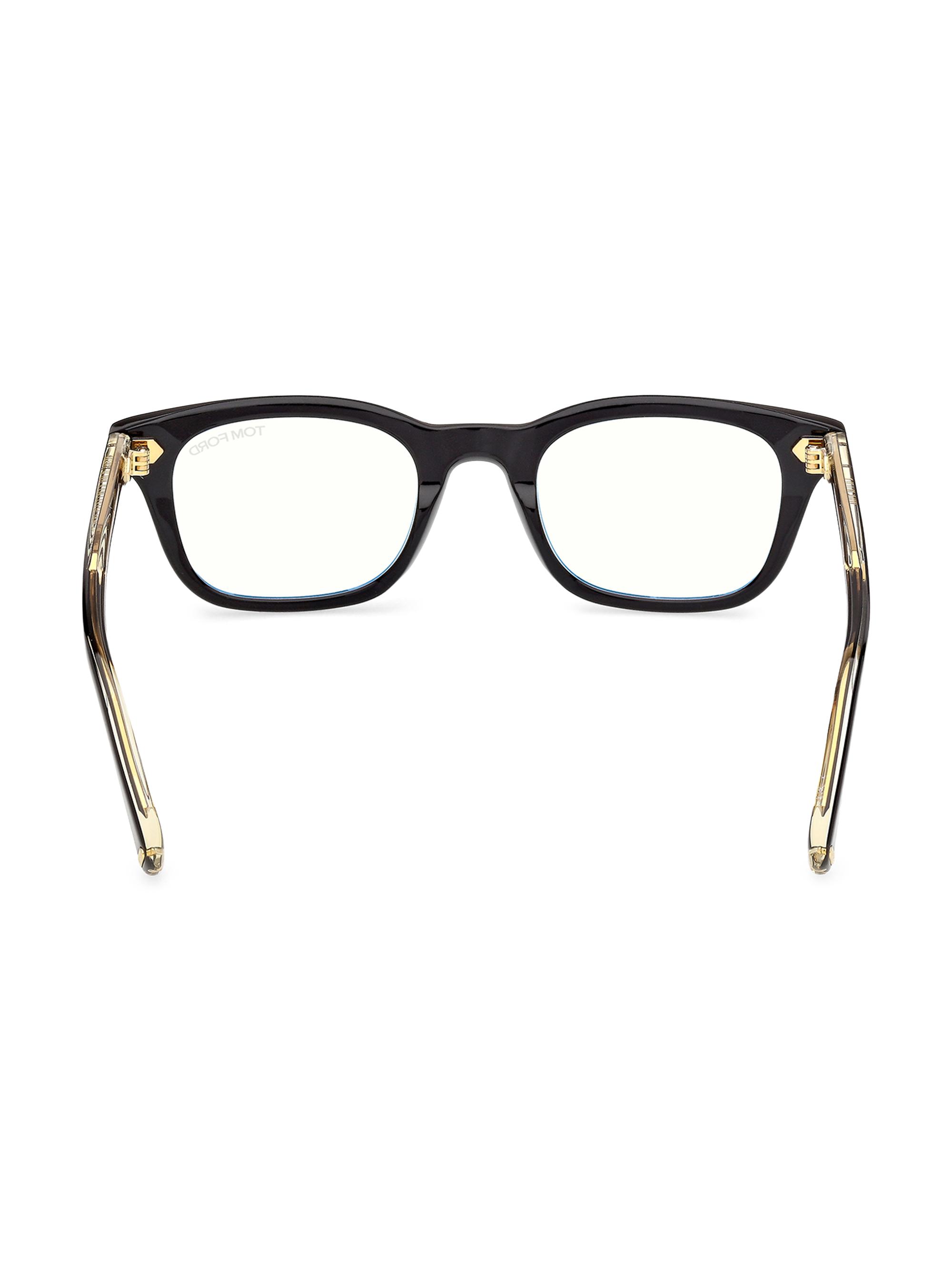 TOM FORD Men's 50MM Blue Block Rectangular Eyeglasses - Black | Thumbnail 5