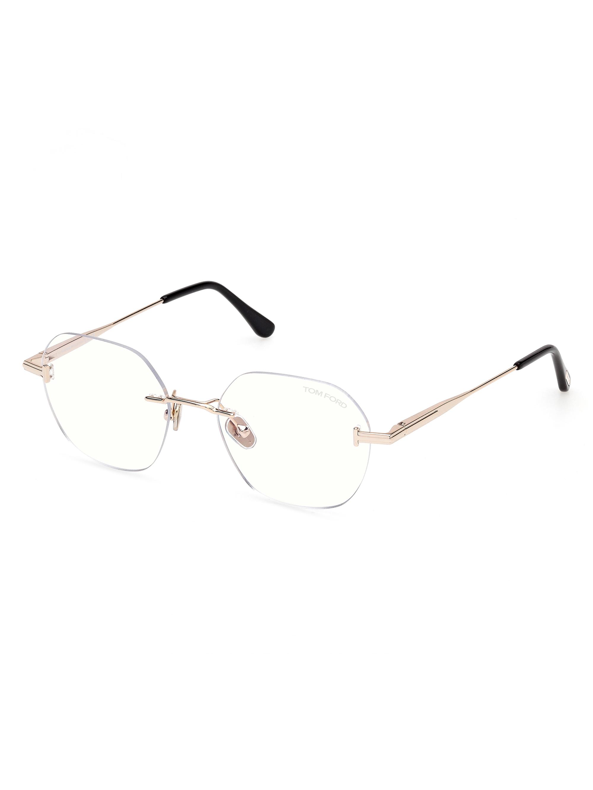 TOM FORD Women's 52MM Blue Block Geometric Eyeglasses - Rose Gold