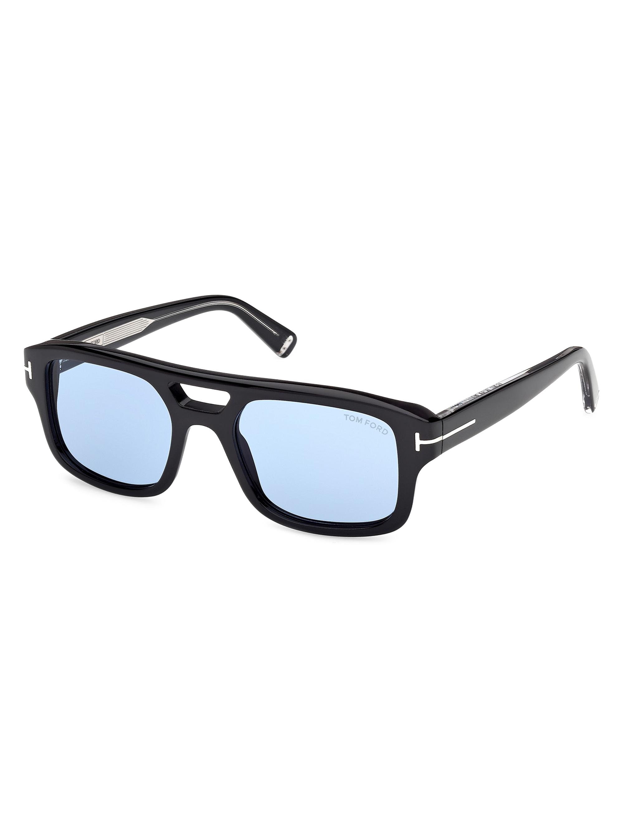 TOM FORD Men's  Icon 53MM Square Sunglasses - Black Blue