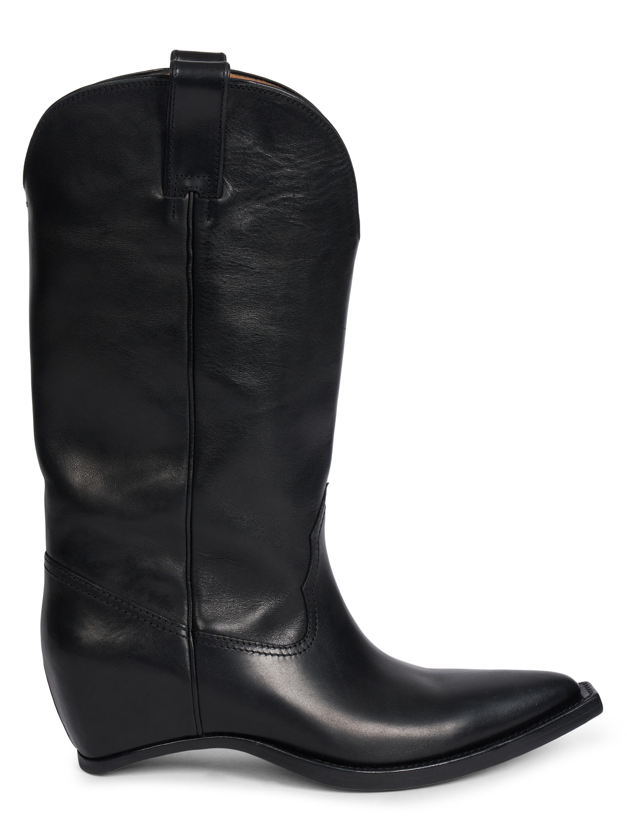 Maison Margiela Women's Heel-Less Leather Knee-High Boots - Black | Thumbnail 7