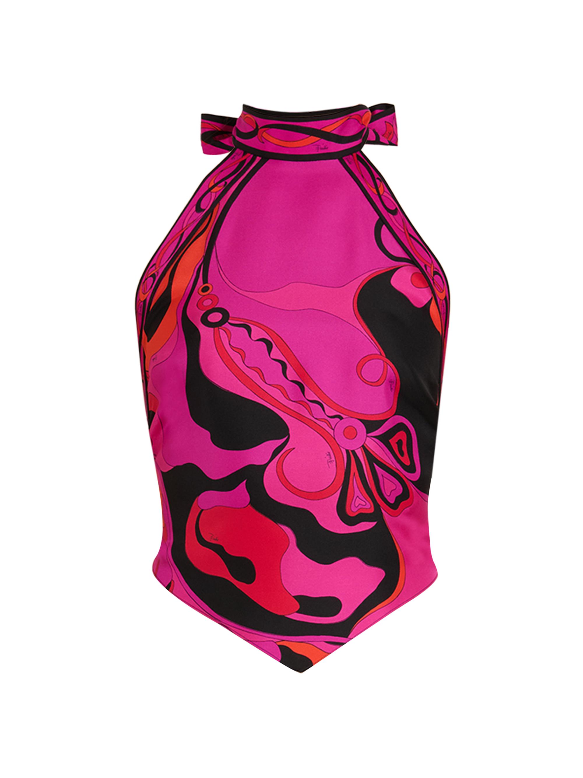 Pucci Women's L'Alba Silk Twill Halter Top - Fuchsia Black