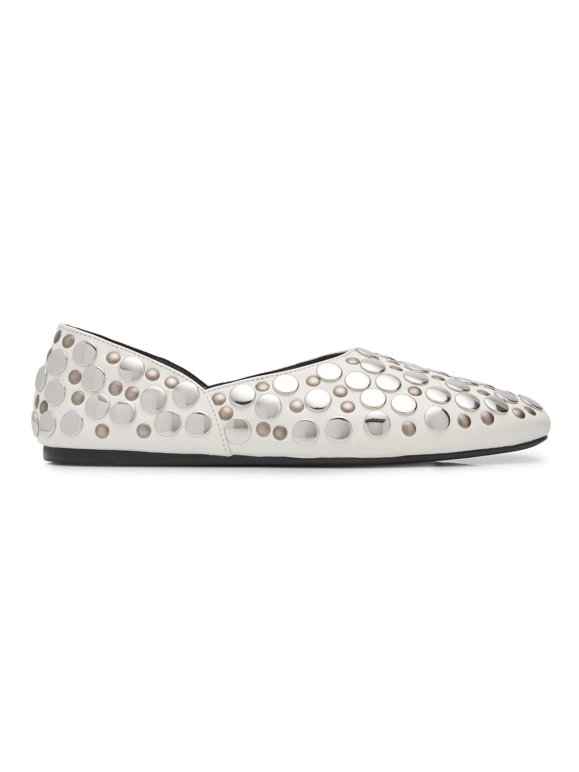 Khaite Women's Jane Studded Leather Flats - Optic White