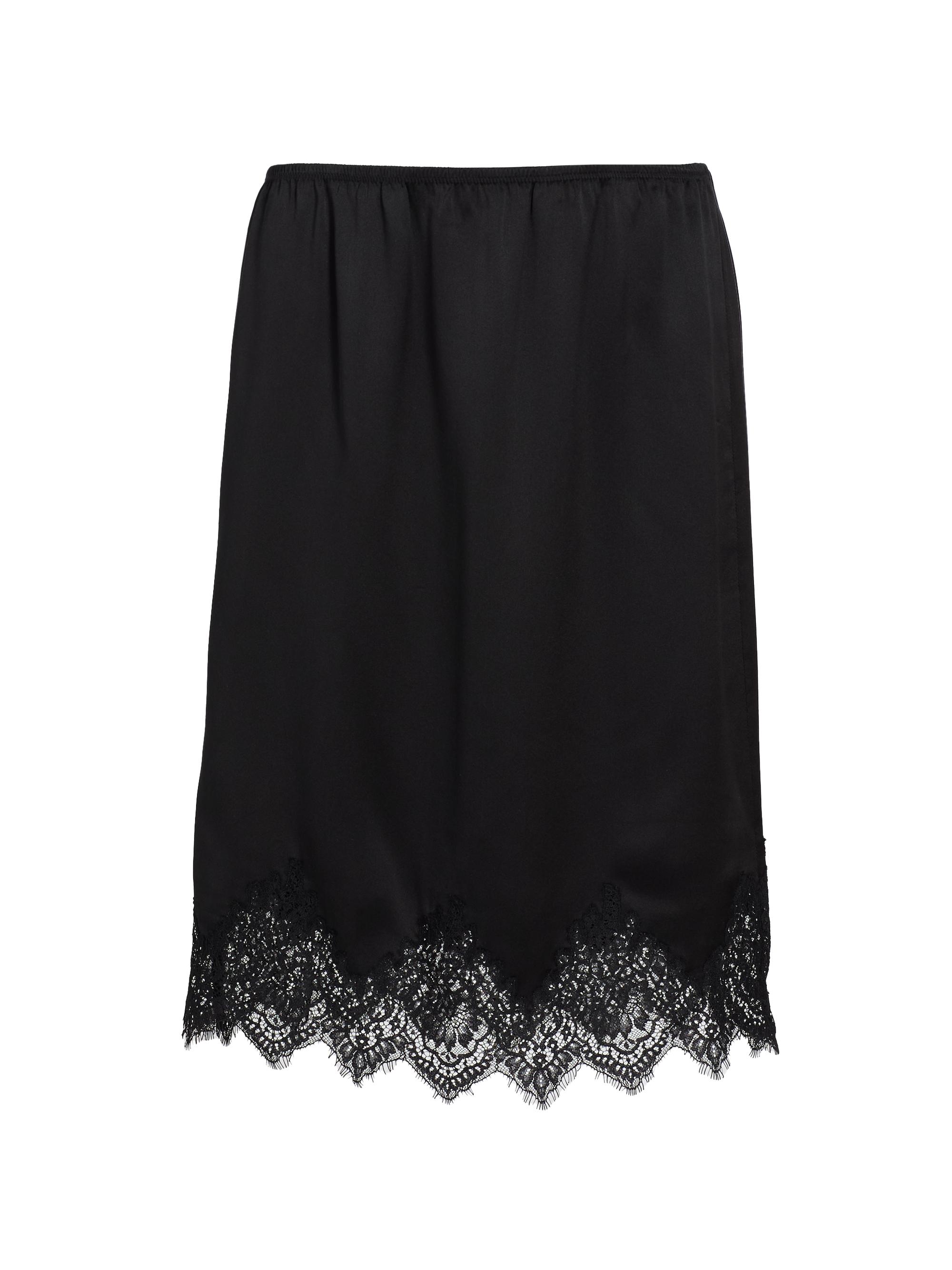 Thea Silk Lace-Hem Skirt