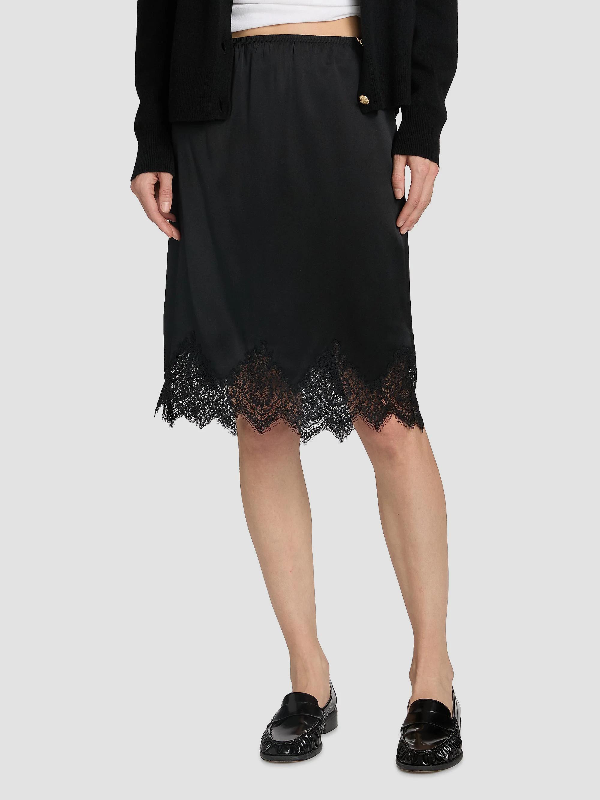 Nili Lotan Thea Silk Lace-Hem Skirt | Saks Fifth Avenue