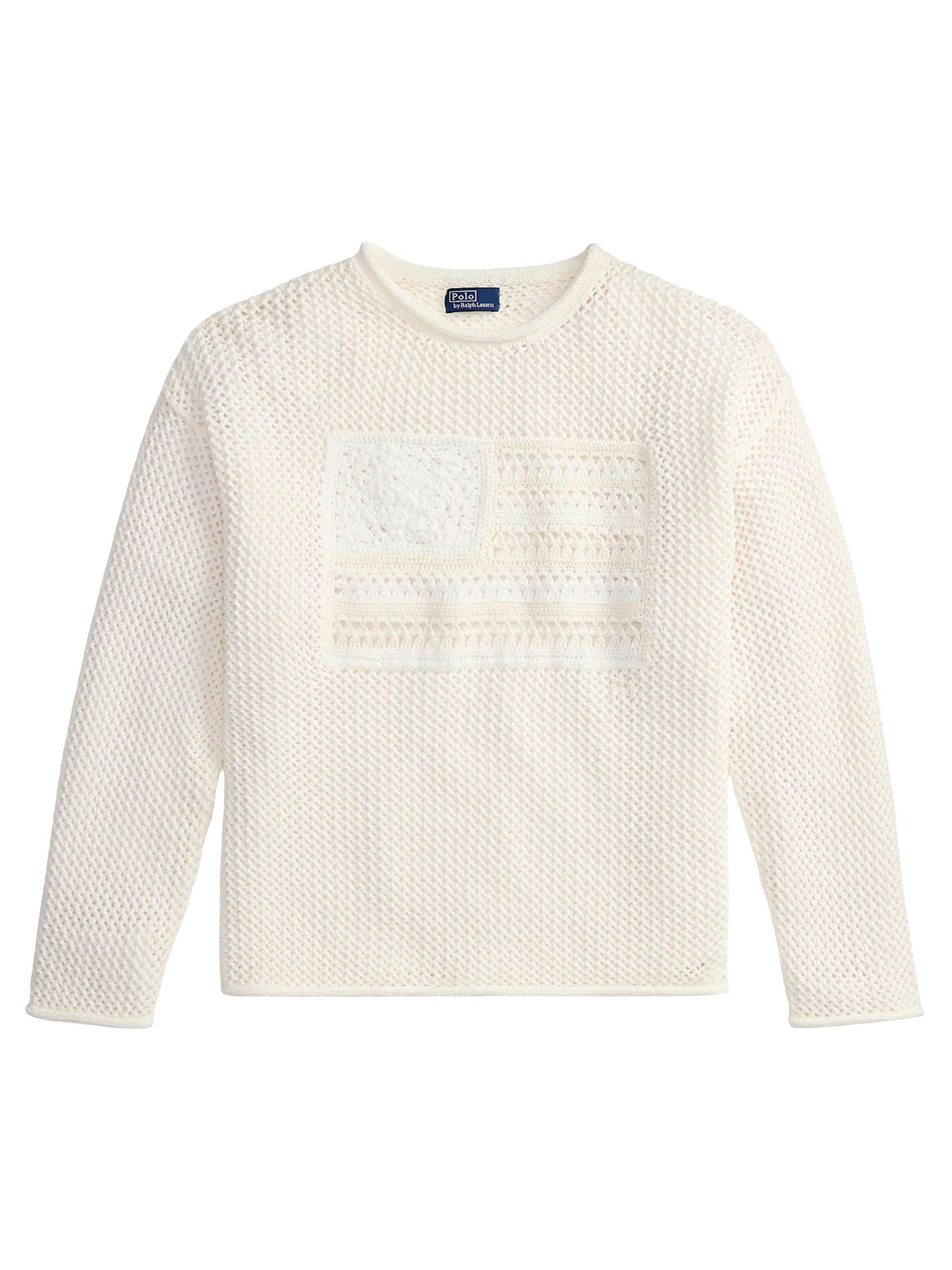 Polo Ralph Lauren Women's Tonal Flag Pointelle Sweater - White Multi