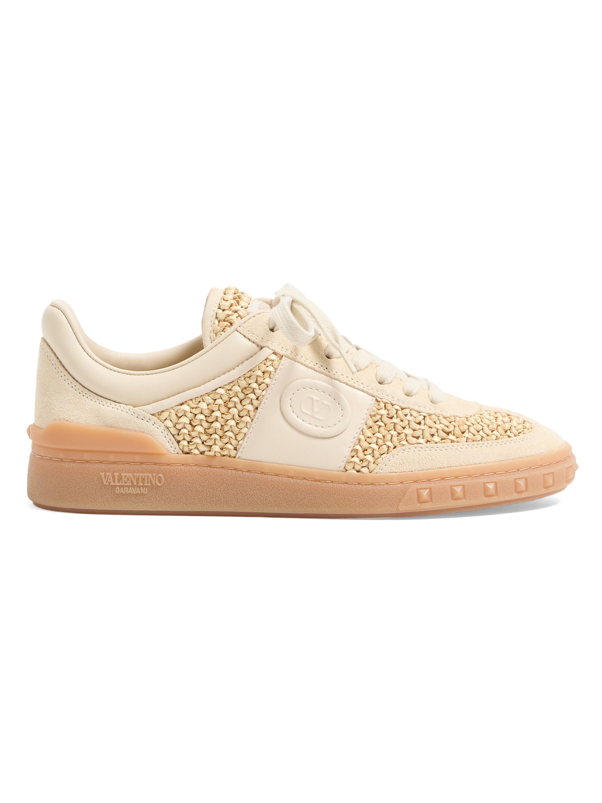 Valentino Garavani Women's Upvillage Sneakers in Woven Raffia Fabric - Beige Butter