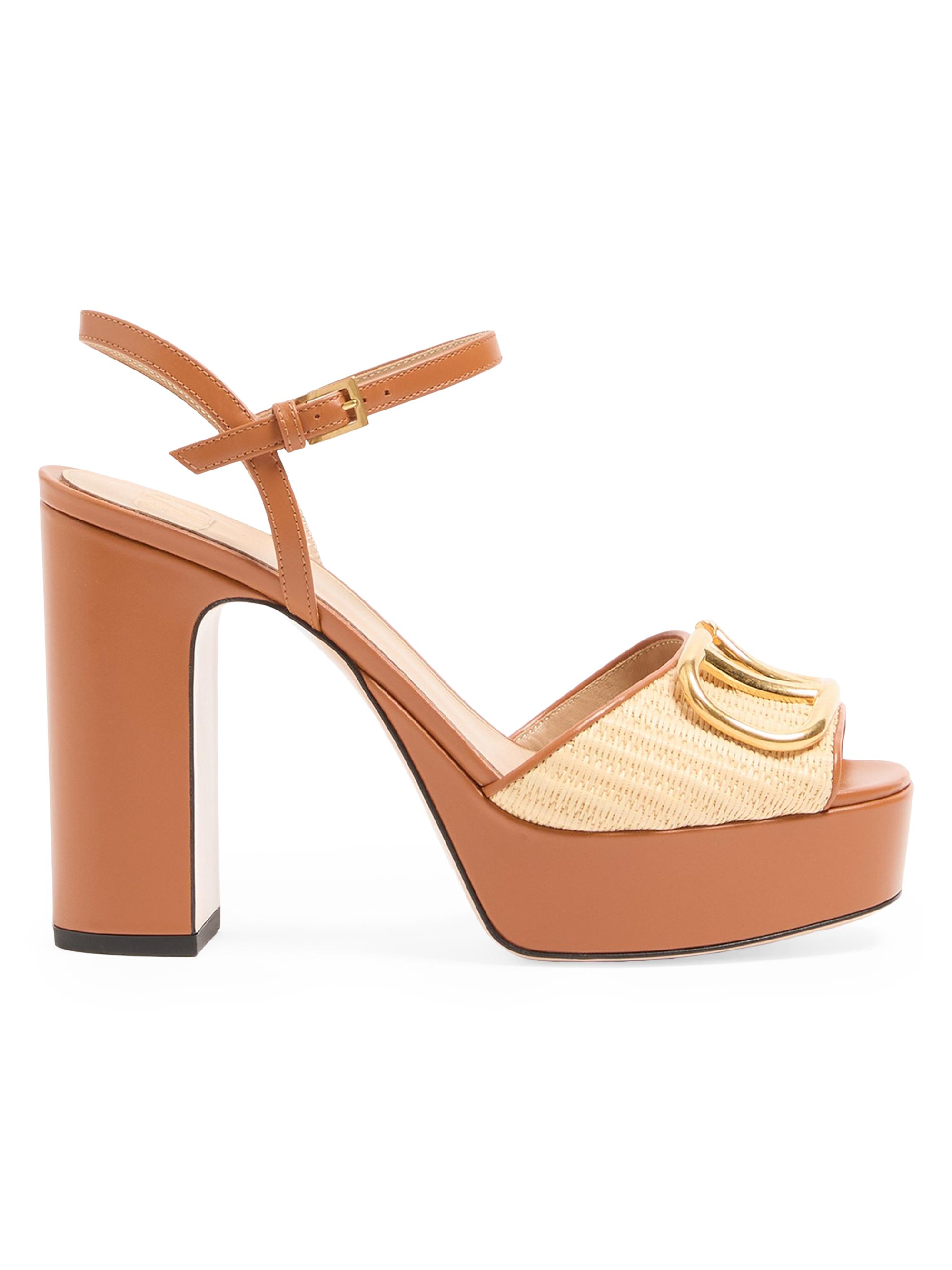 Valentino Garavani Women's Vlogo Signature 115MM Platform Sandals in Raffia - Beige