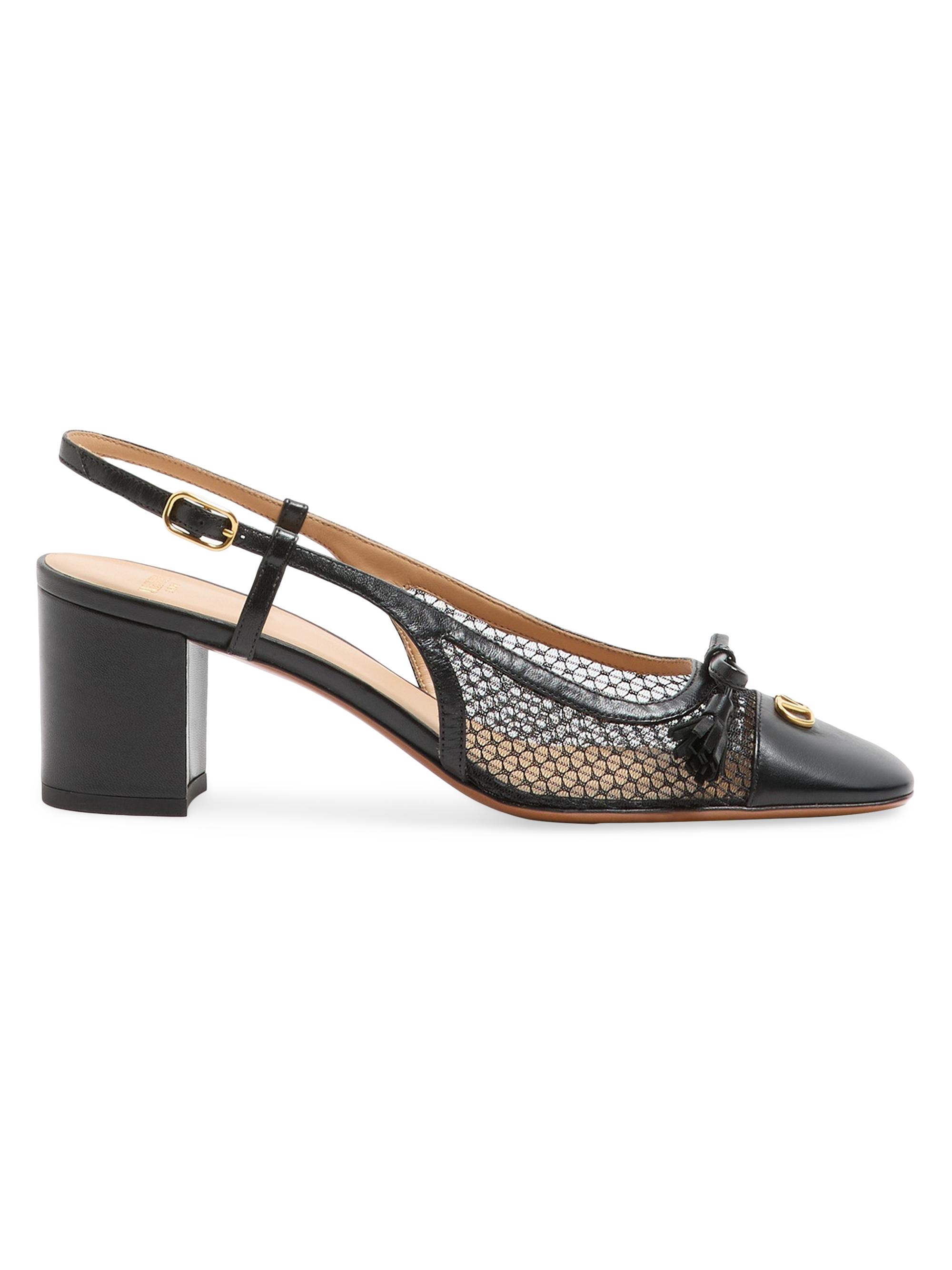 Valentino Garavani Women's Valet Du Roi 60MM Slingback Pump in Mesh and Kidskin - Black
