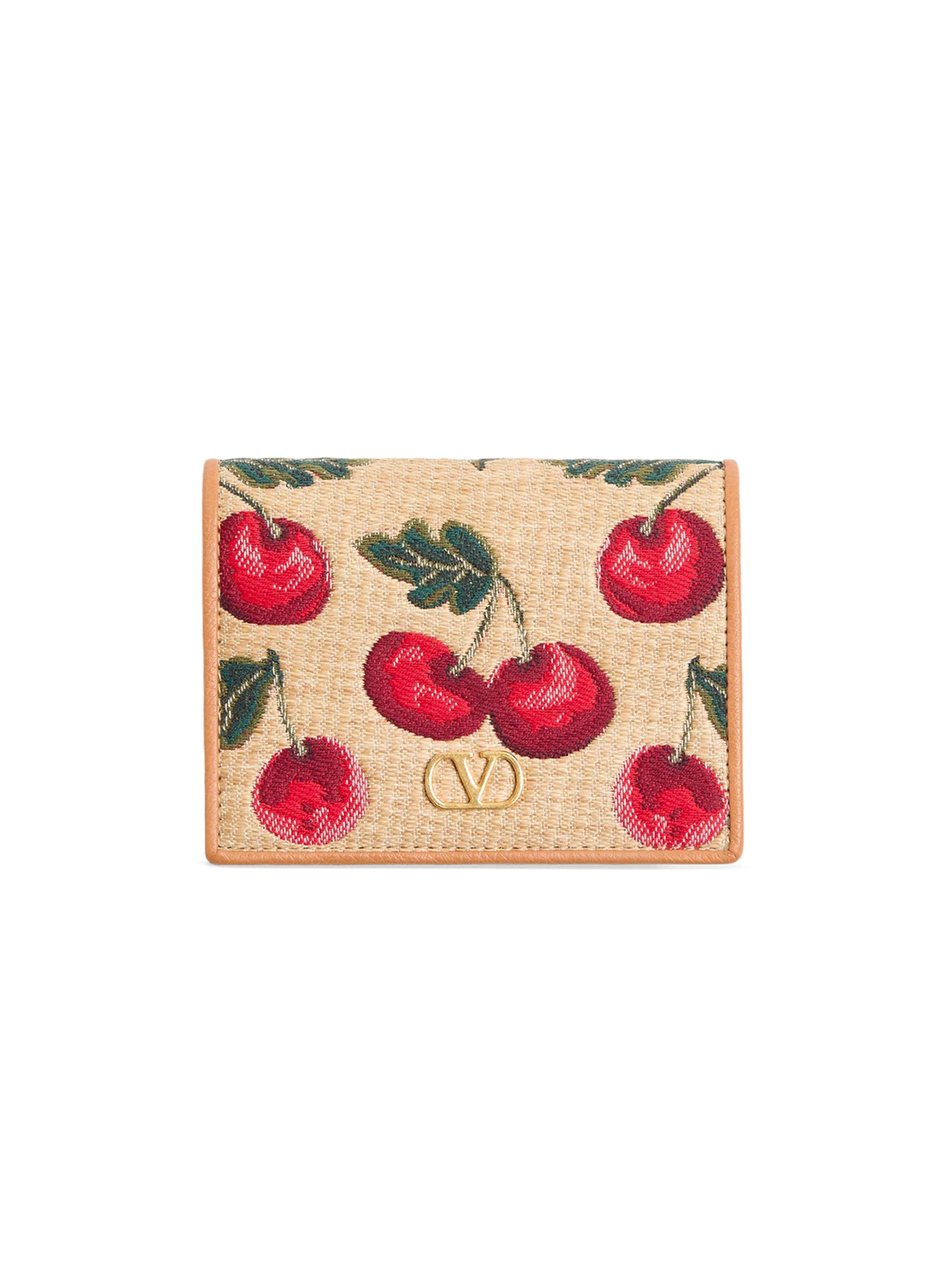 Valentino Garavani Vlogo Signature Cherryfic Jacquard Raffia