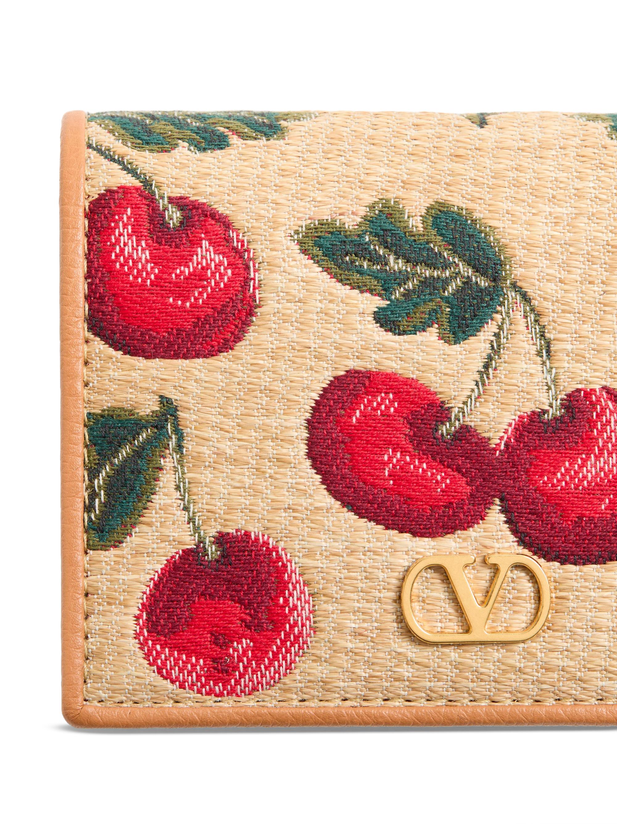 Valentino Garavani Vlogo Signature Cherryfic Jacquard Raffia