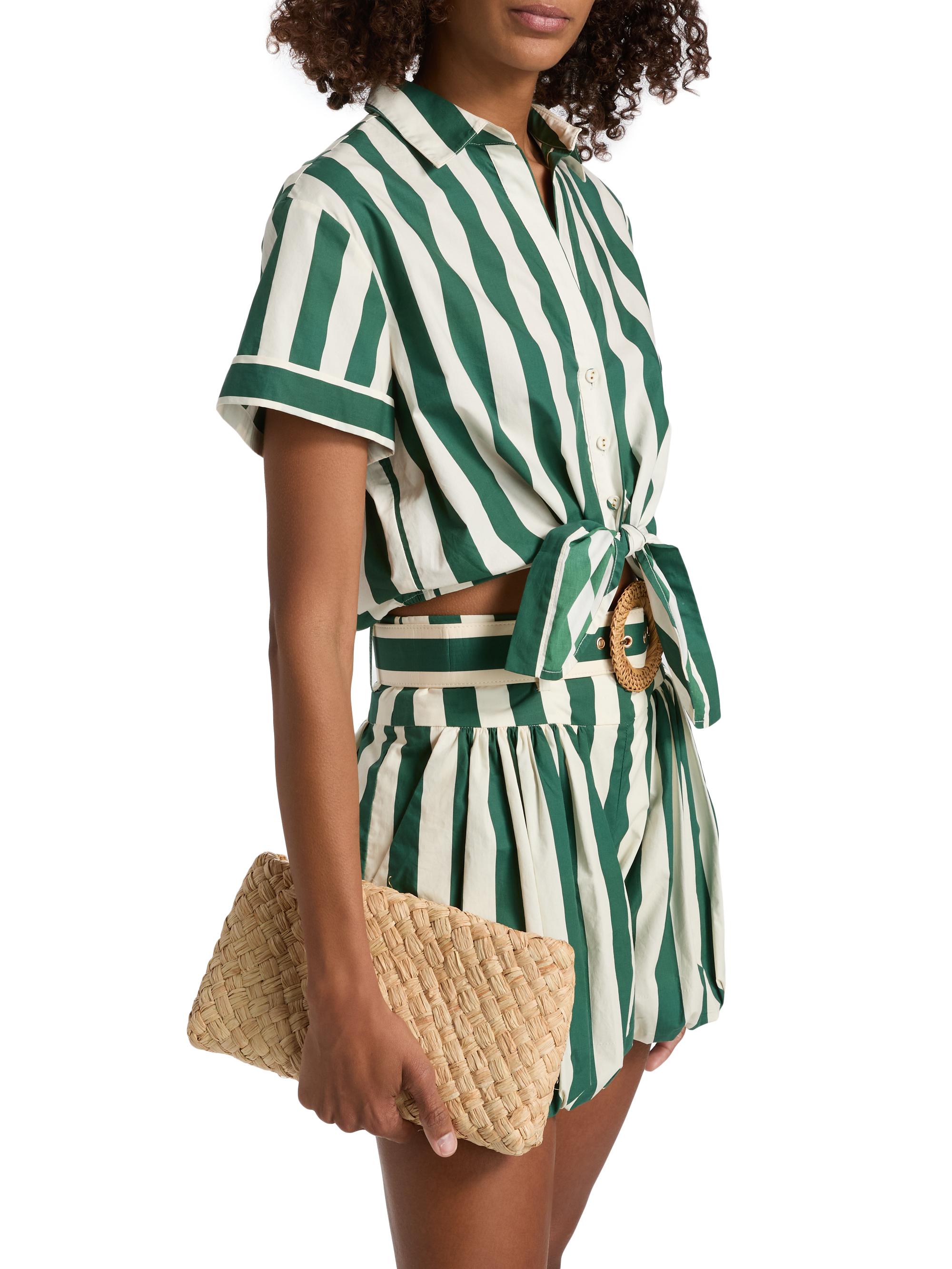 Cara Cara Asbury Striped Cotton Tie-Front Crop Top | Saks Fifth Avenue