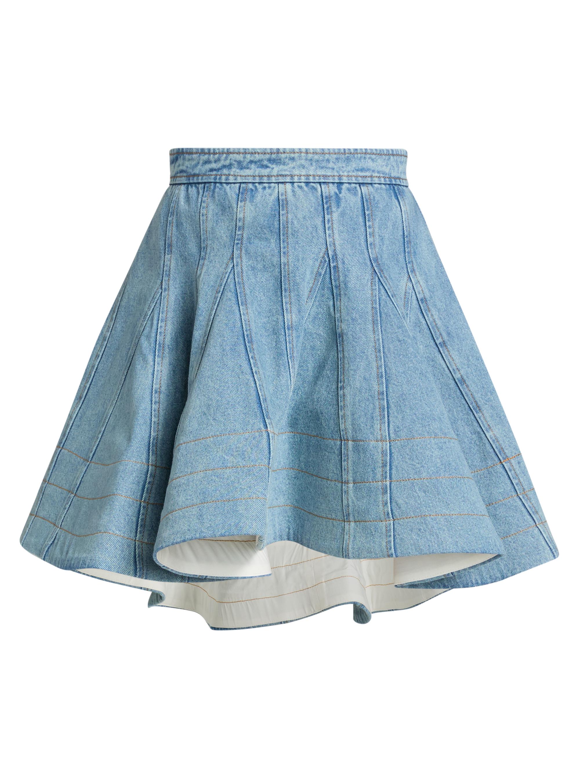 Aknvas Women's Kalle Denim A-Line Miniskirt - Sky Blue Denim